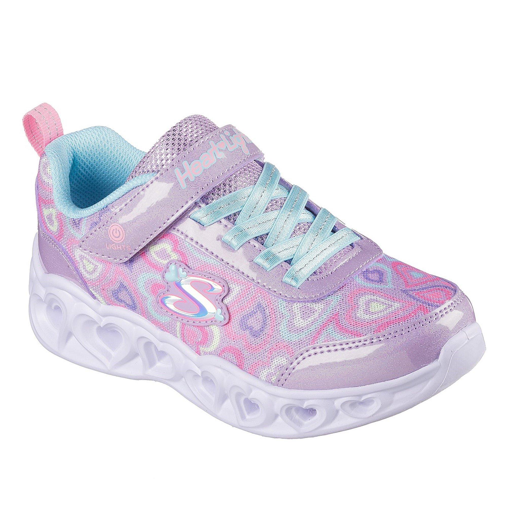 Purple - Skechers - Heart Lights Light Up Trainers Girls - 1