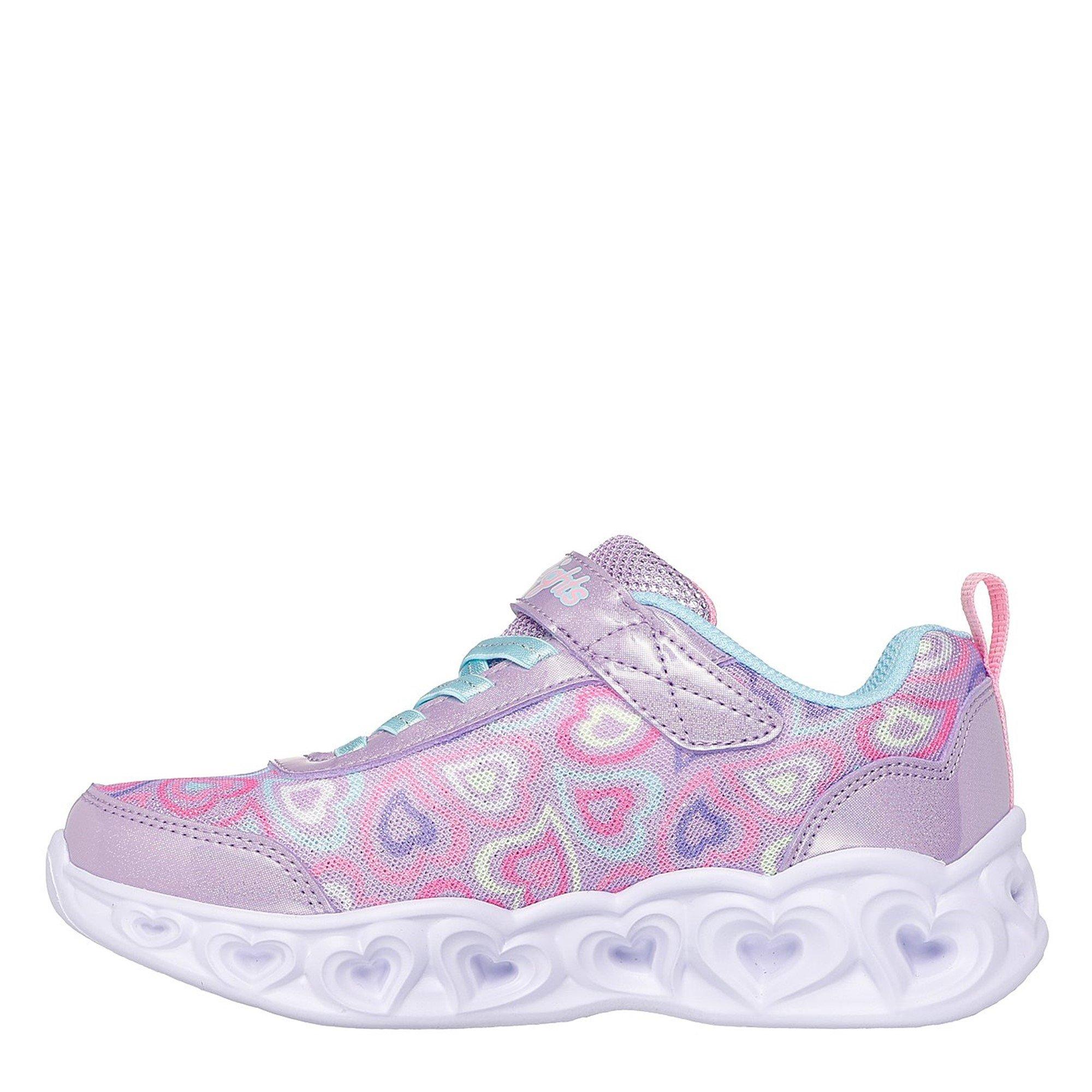 Purple - Skechers - Heart Lights Light Up Trainers Girls - 2