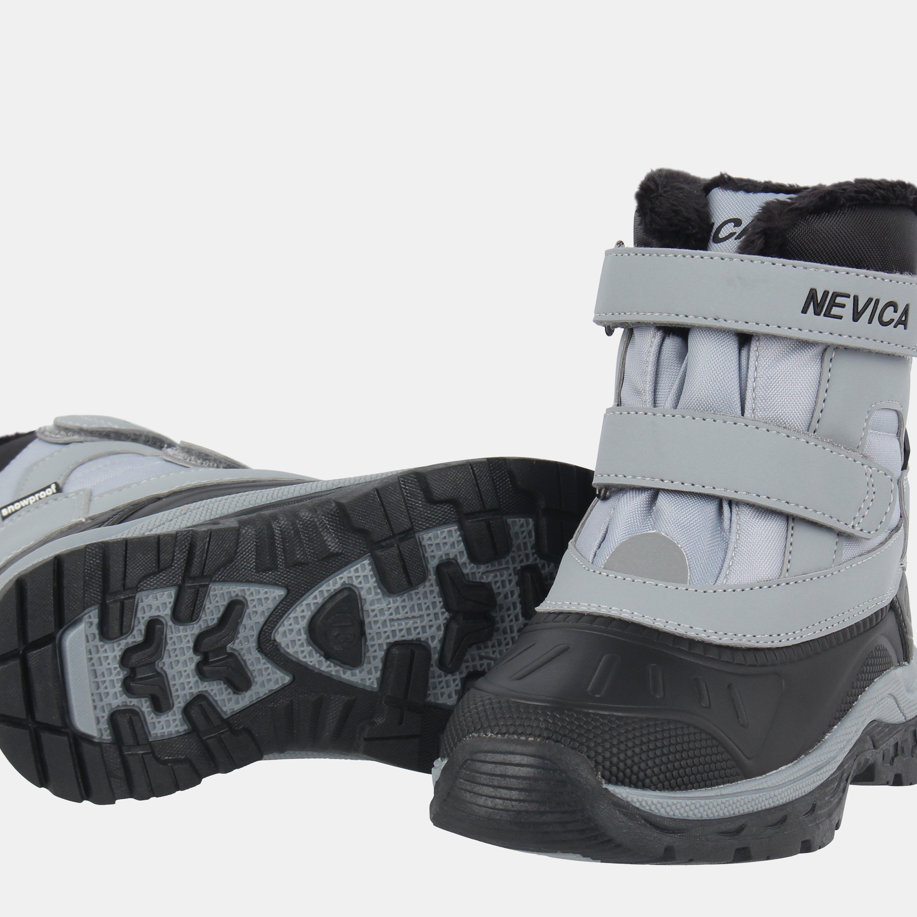 Cinzento - Nevica - Kids' Synthetic Slip On Mid High Snow Boots - 3