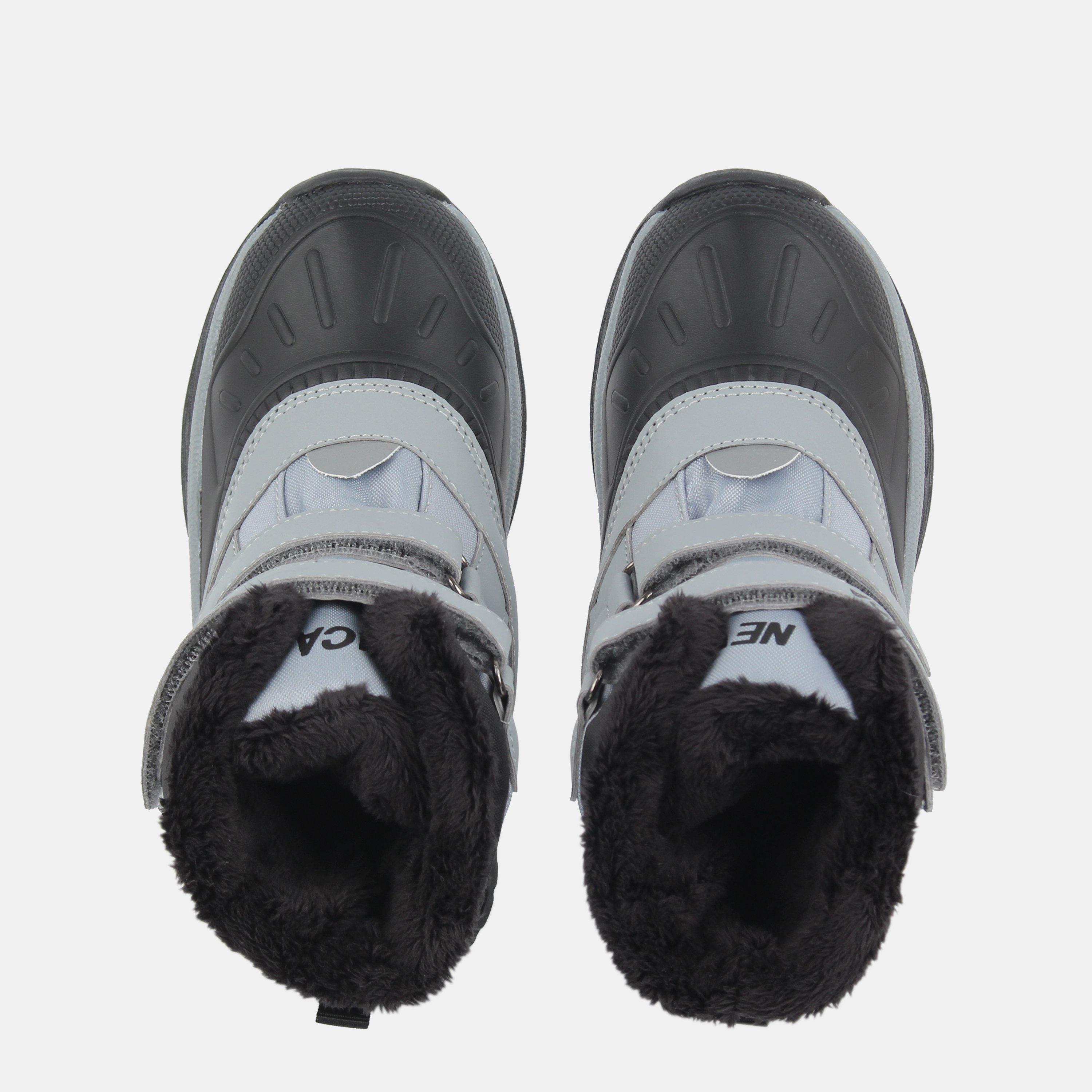 Cinzento - Nevica - Kids' Synthetic Slip On Mid High Snow Boots - 4