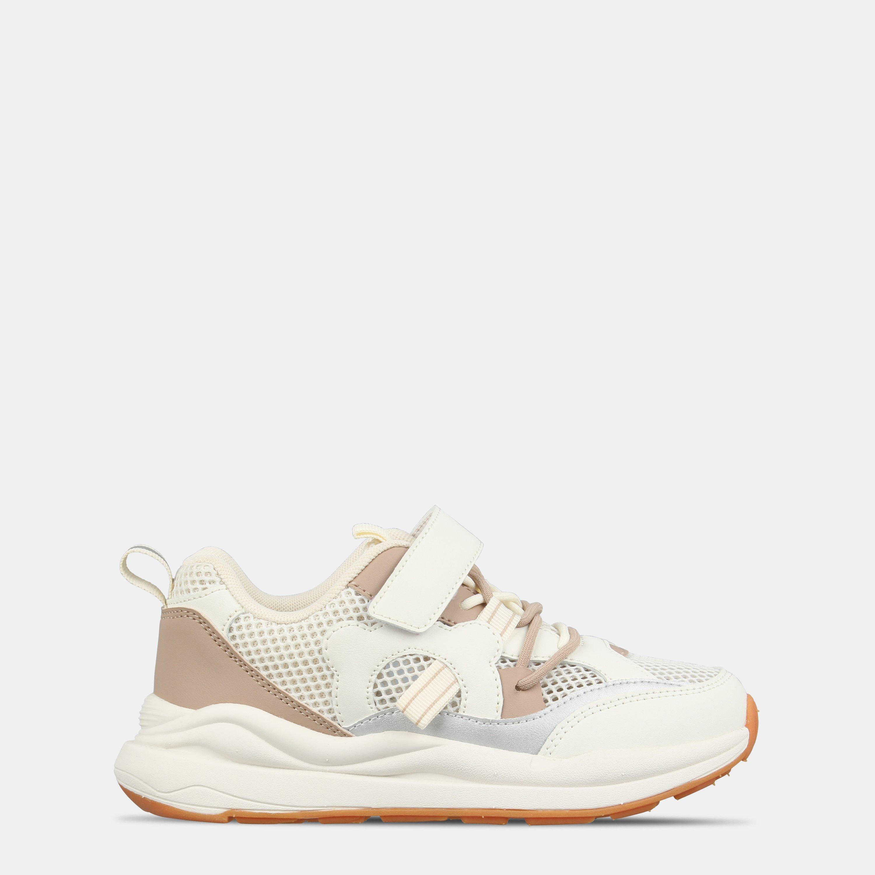 Cream - Fabric - Kids' Hook and Loop Trainers - 1