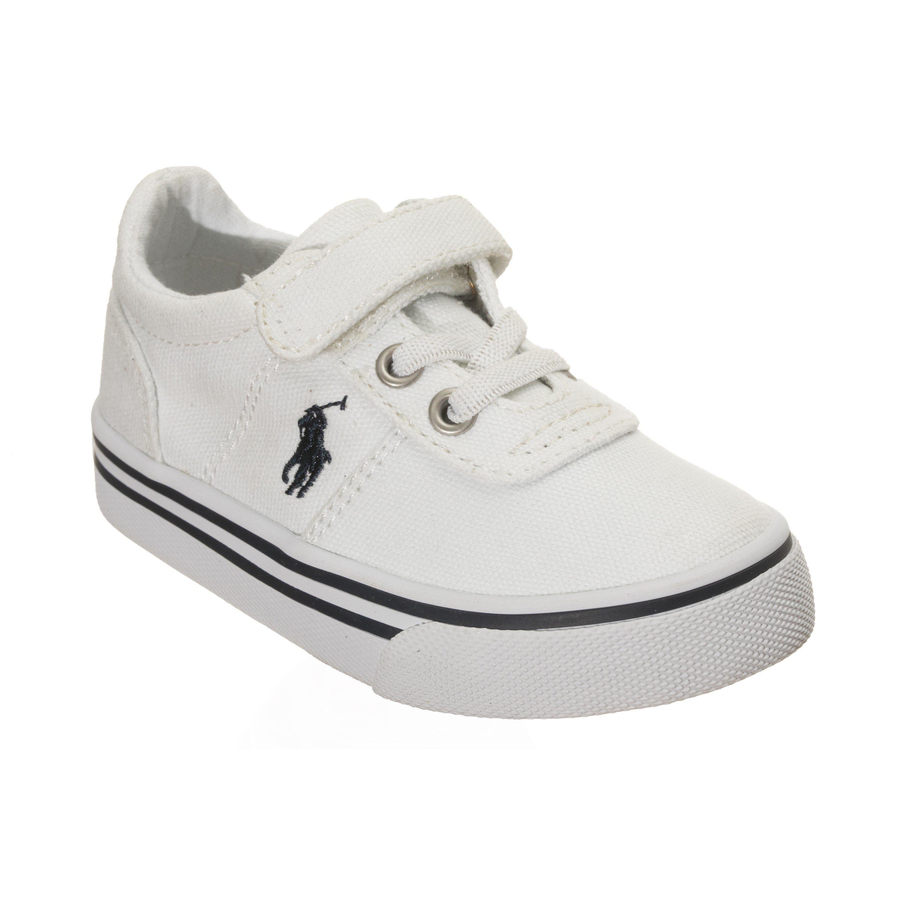 Polo Ralph Lauren  White/Navy Boys' Canvas Low-Top Trainers - C10 (28)