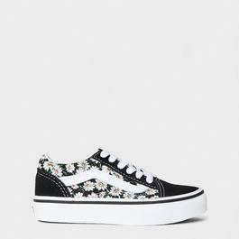Vans Old Skool Daisies Black/True White Canvas Trainers Unisex Kids