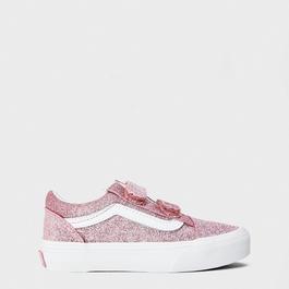 Vans Old Skool V Glitter Rose Gold Canvas Trainers Unisex Kids