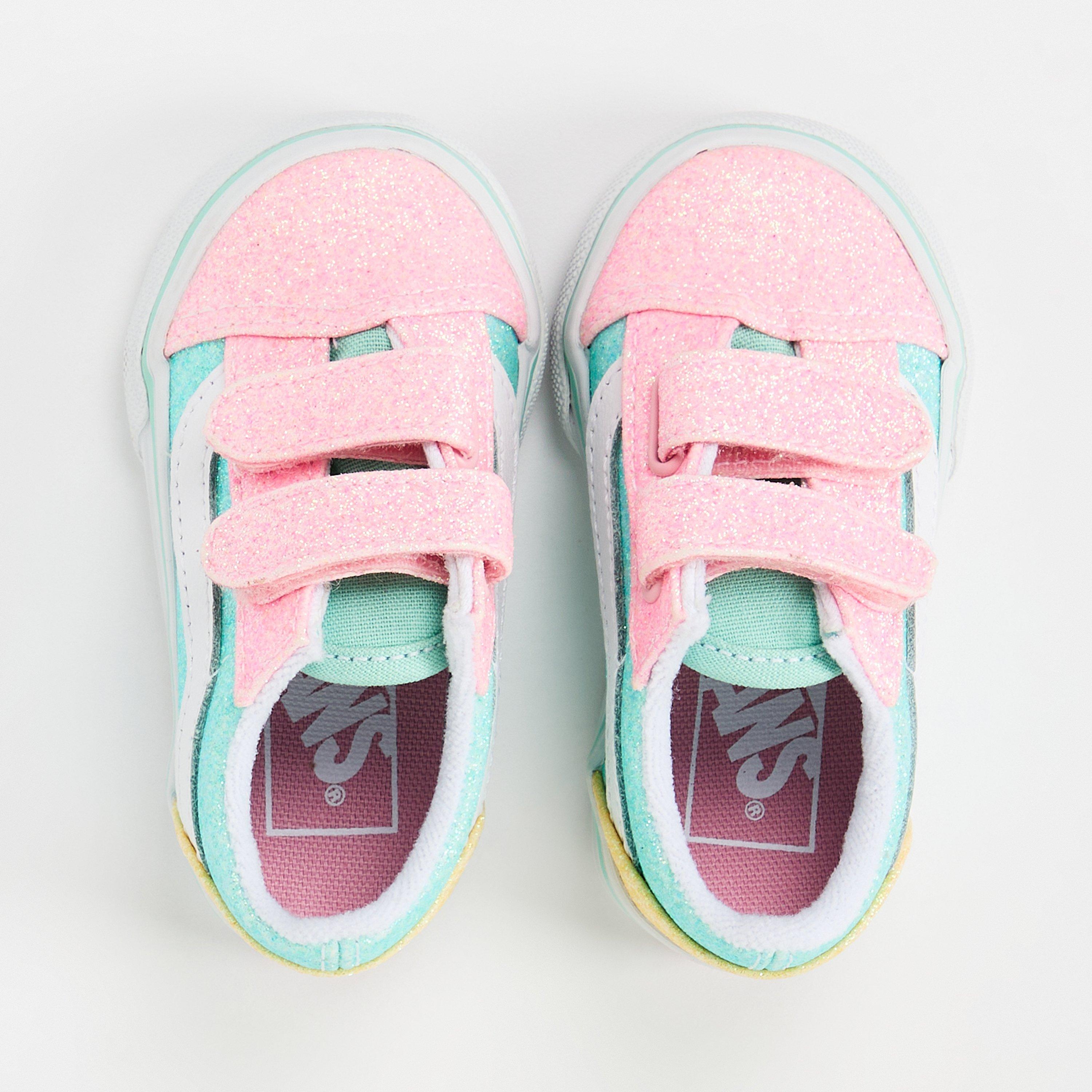 Vans Old Skool V Pastel Glitter Canvas Trainers Lona Baixa