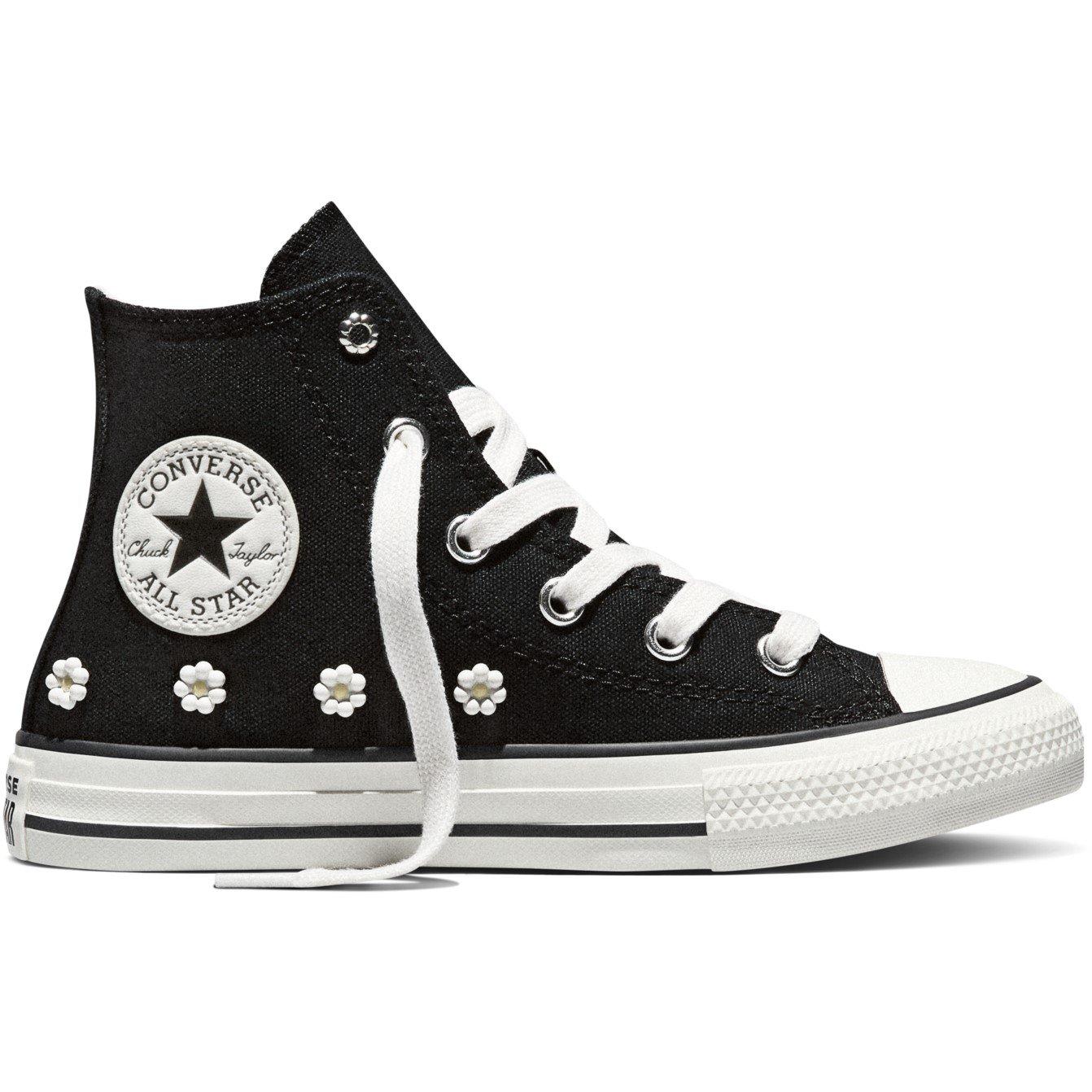 Converse Girls Kids' Canvas High-Top Trainers - Black - C11 (29)