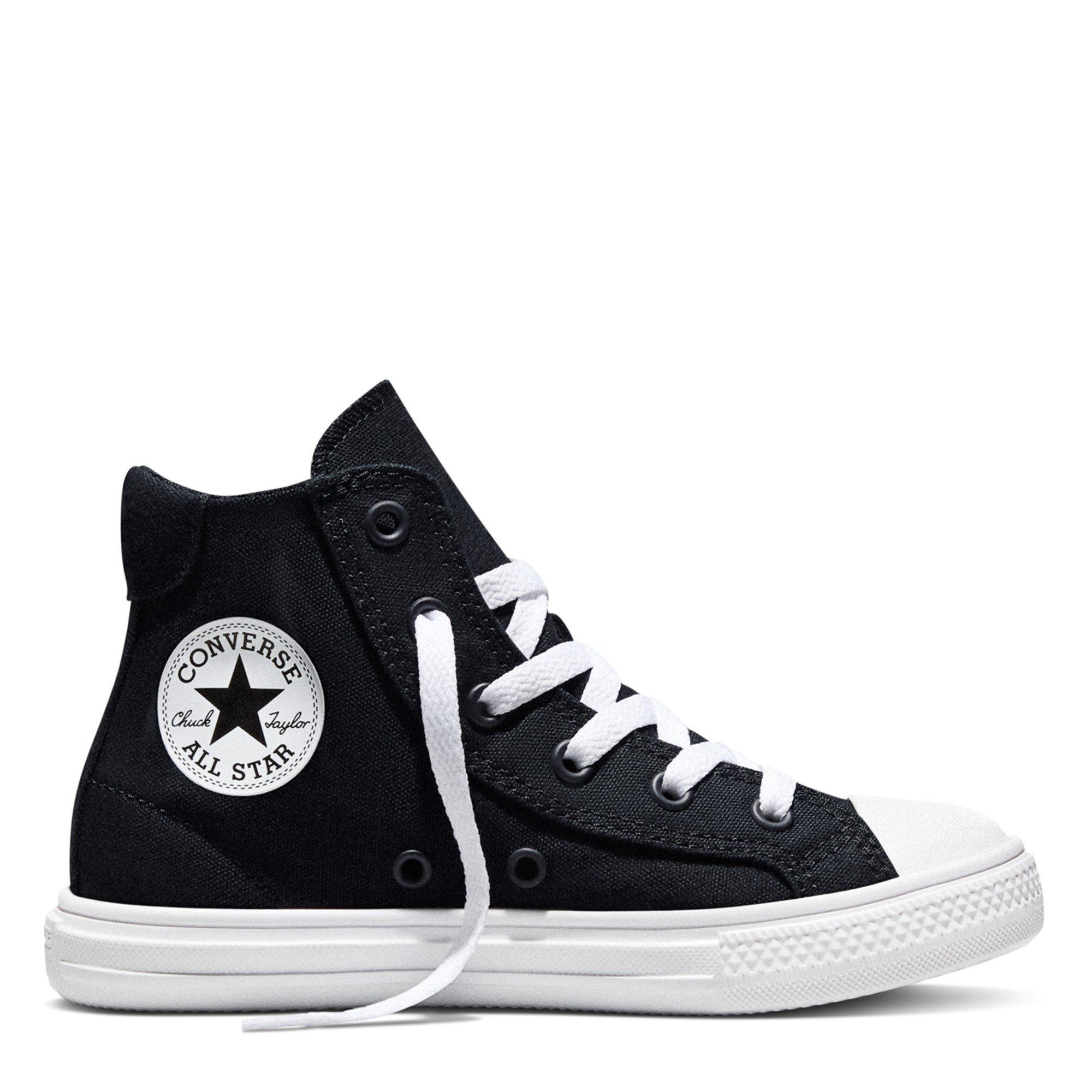 Converse  Kids Kids' Canvas High-Top Trainers - Black/White - 10 (27)