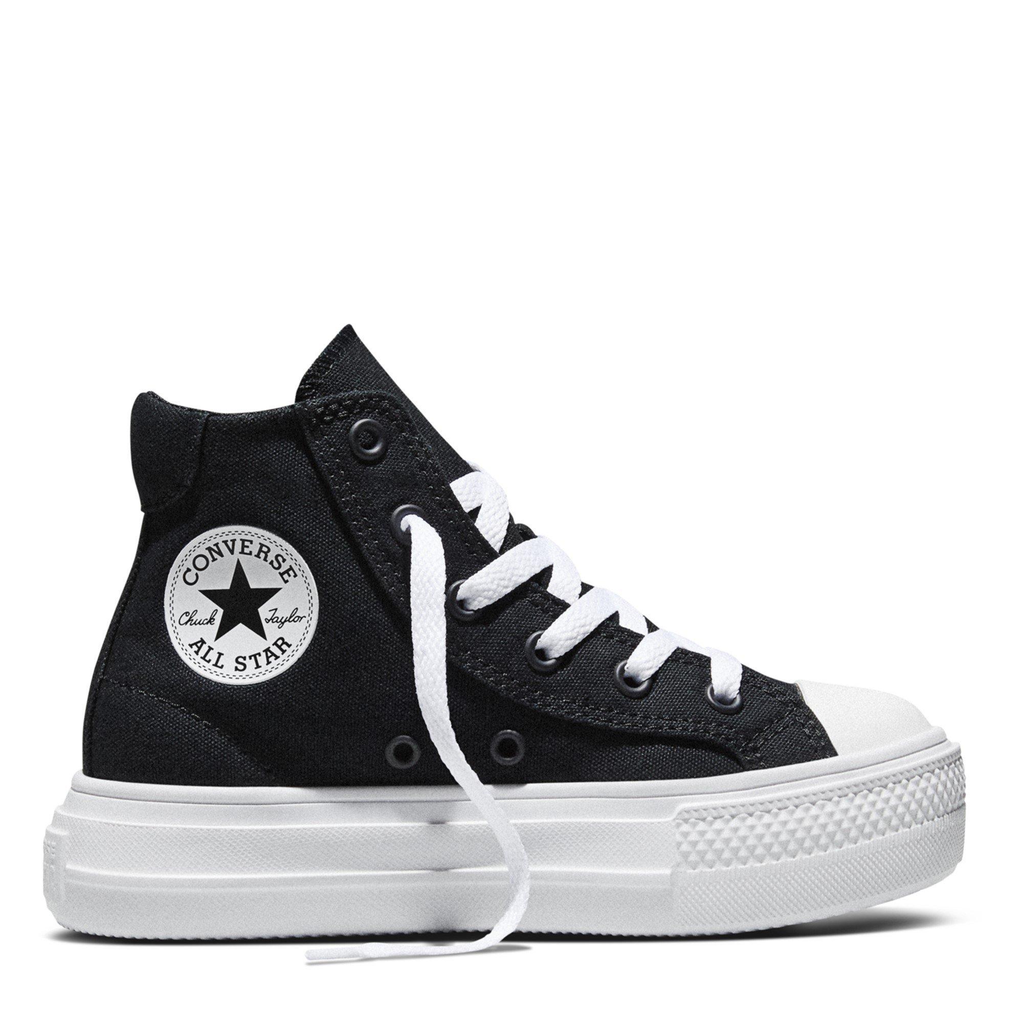 Converse  Kids Kids' Canvas High-Top Trainers - Black/White - 11 (28.5)