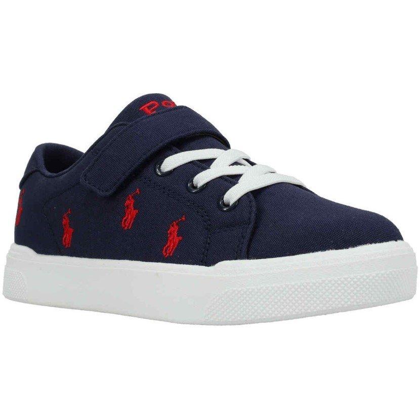 Polo Ralph Lauren  Navy/Red Kids' Canvas Trainers - C7 (24)