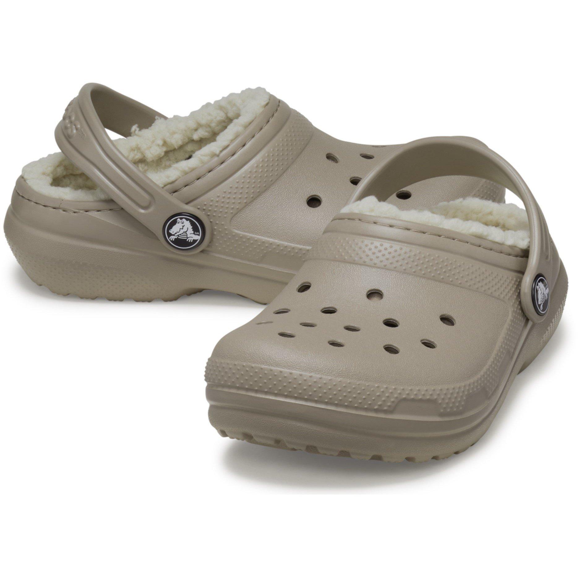 Mushroom/Bone - Crocs - Kids' Classic Lined Clogs - 2