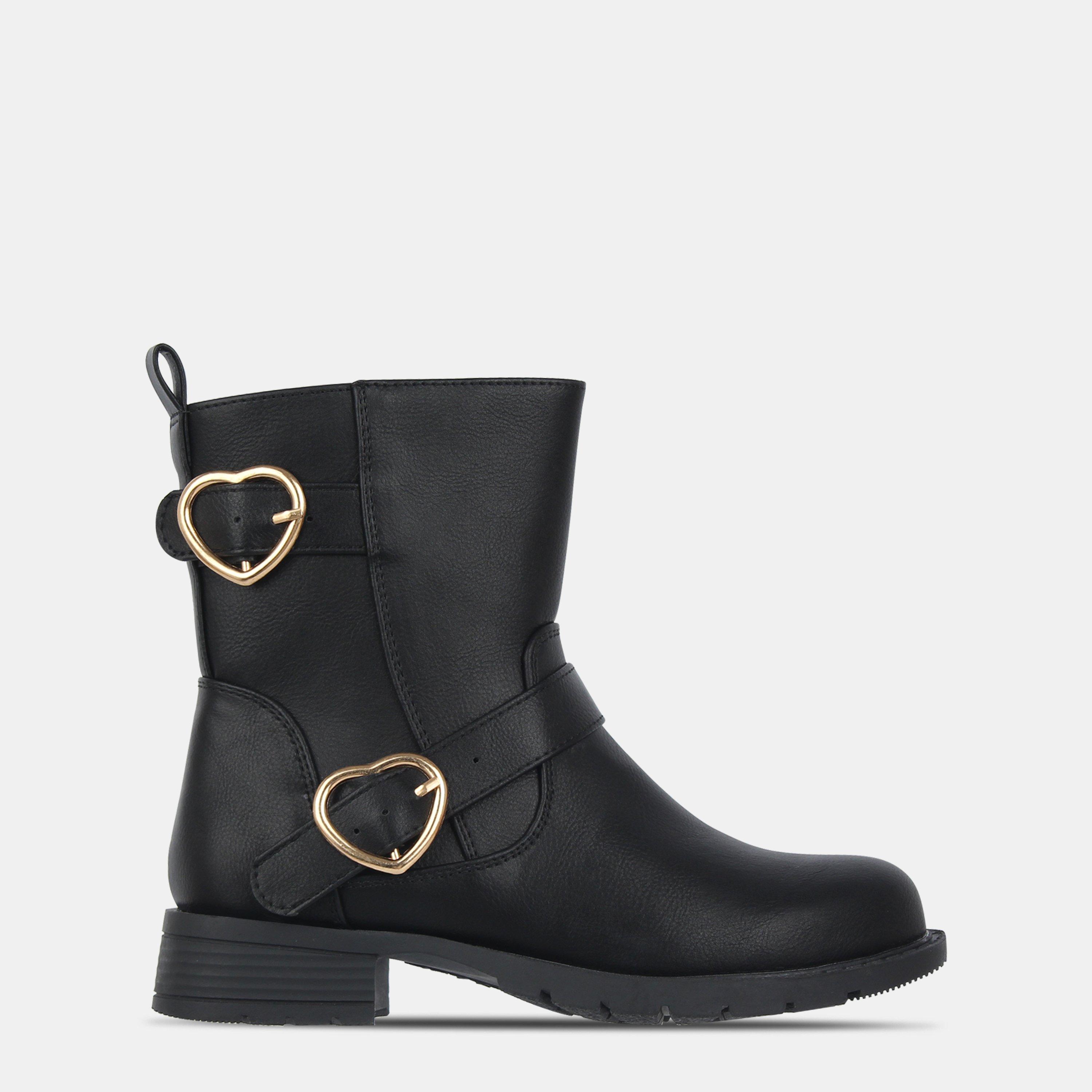 Miso Girls Bella Biker Boots Childrens - Black - C12 (30.5)