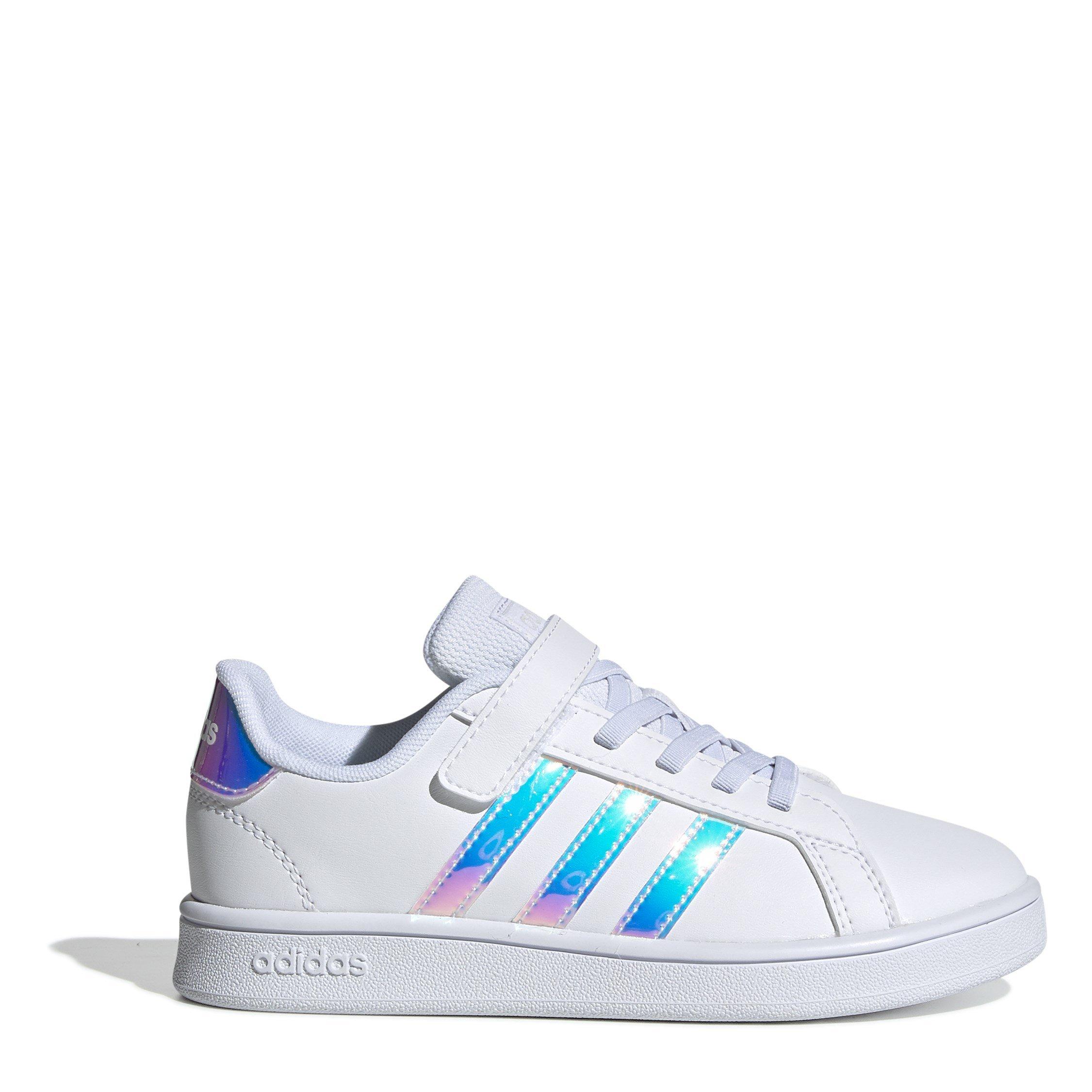 Wht/Iridescent - adidas - Grand Court Child Girls Trainers - 1