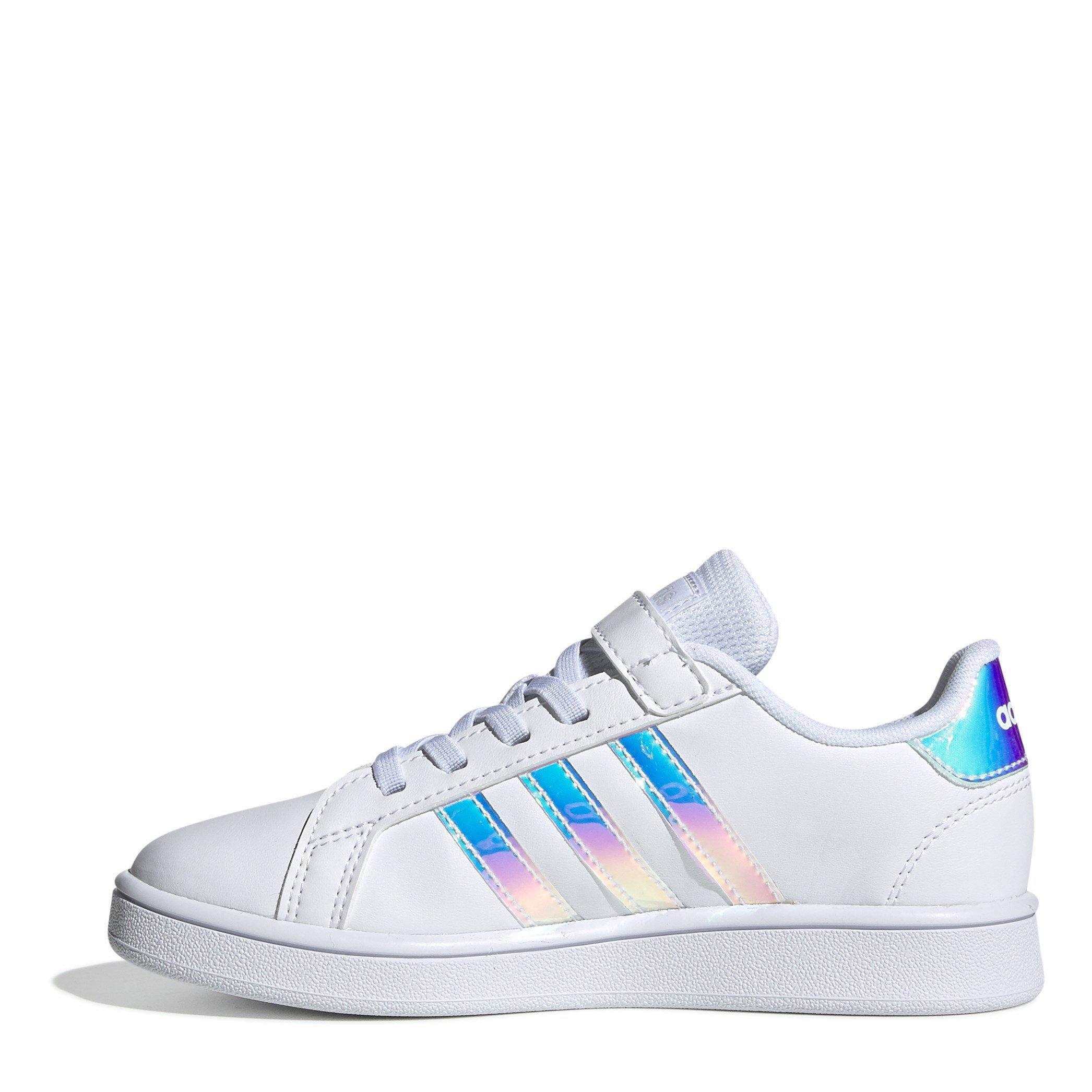 Wht/Iridescent - adidas - Grand Court Child Girls Trainers - 2