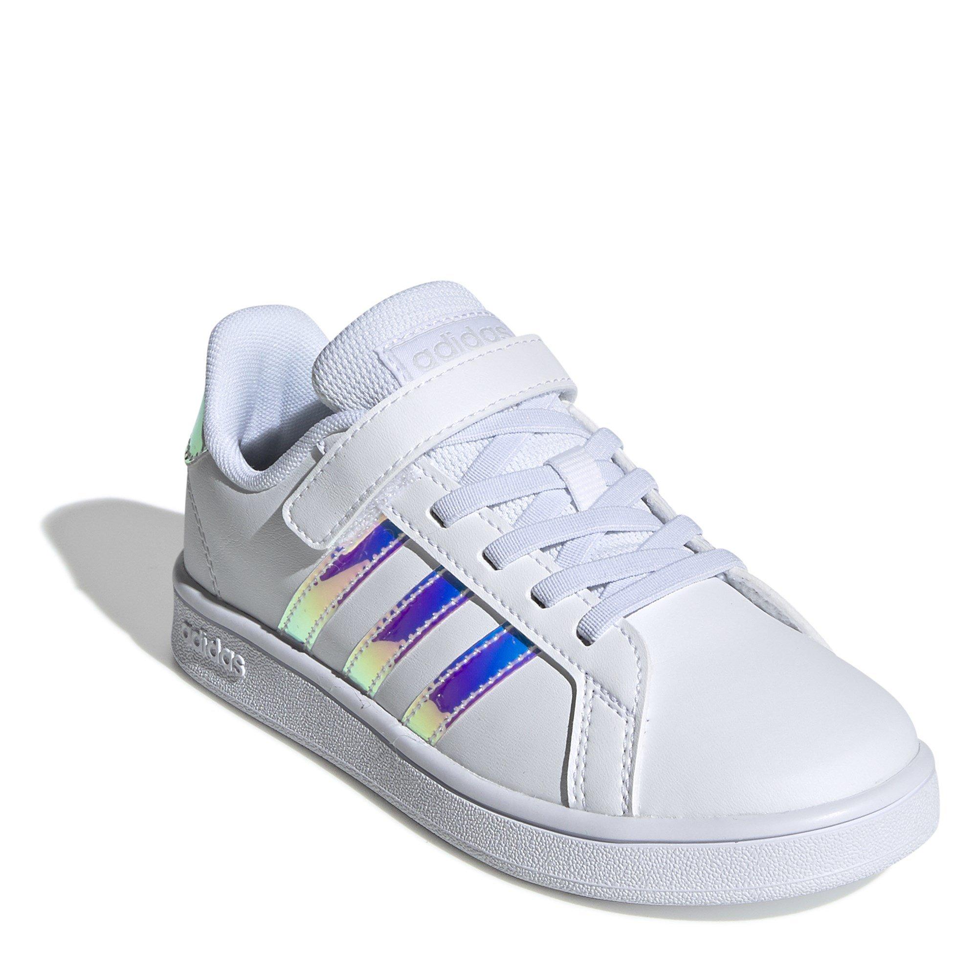 Wht/Iridescent - adidas - Grand Court Child Girls Trainers - 3