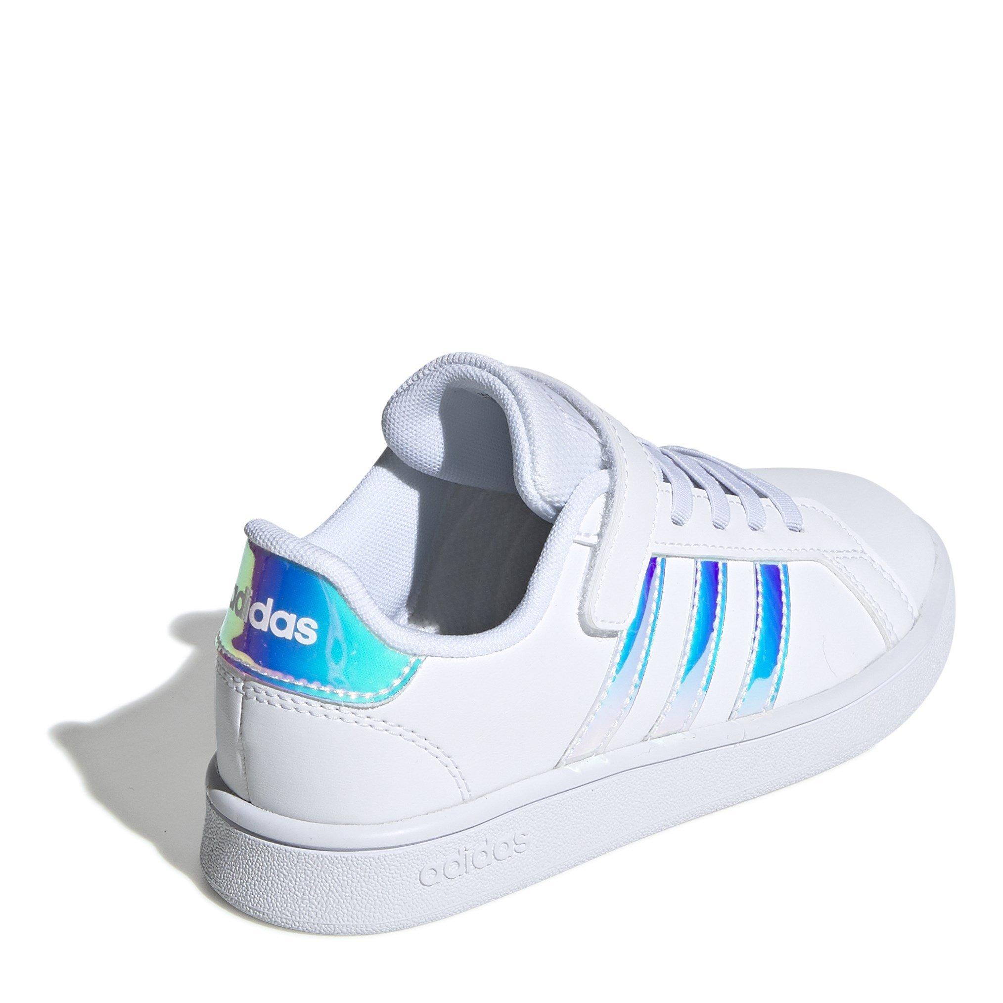 Wht/Iridescent - adidas - Grand Court Child Girls Trainers - 4