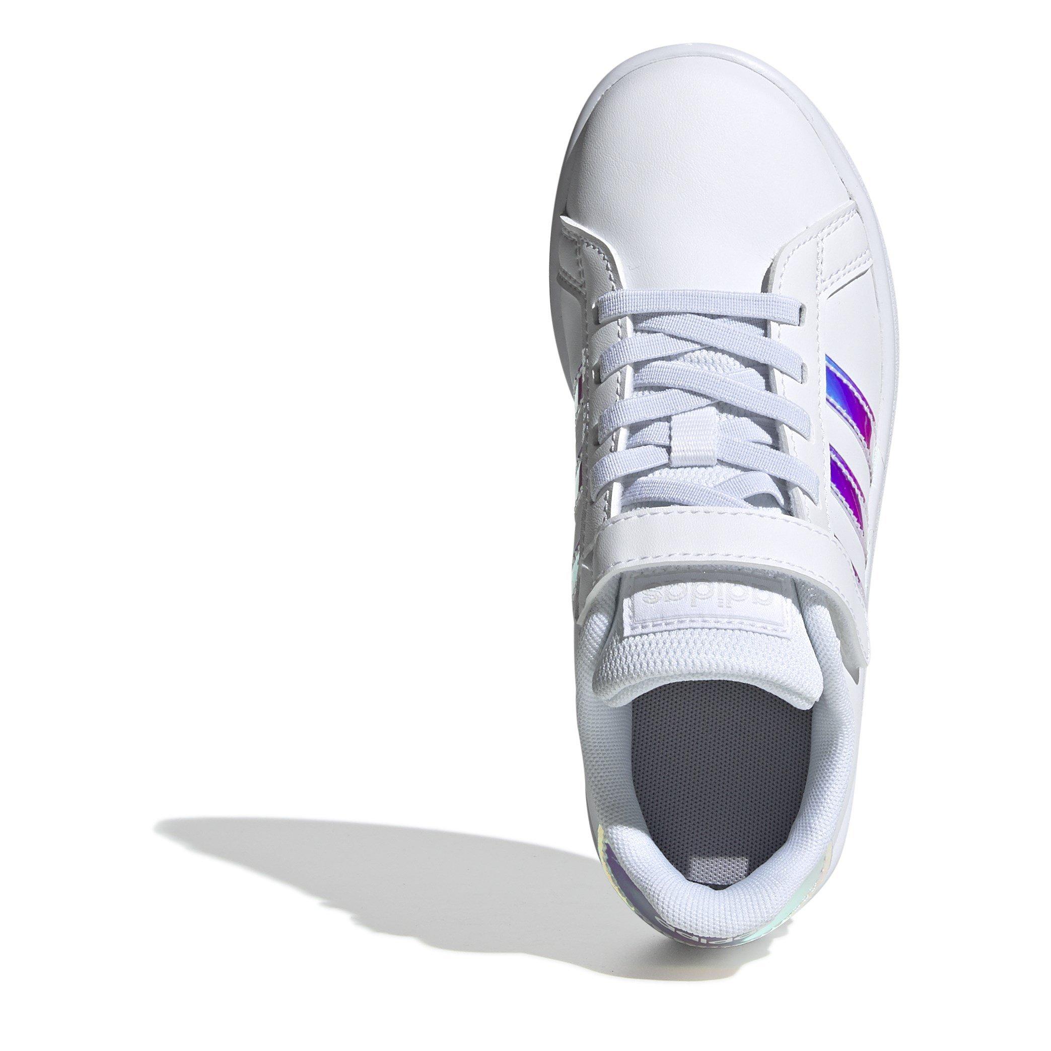 Wht/Iridescent - adidas - Grand Court Child Girls Trainers - 5