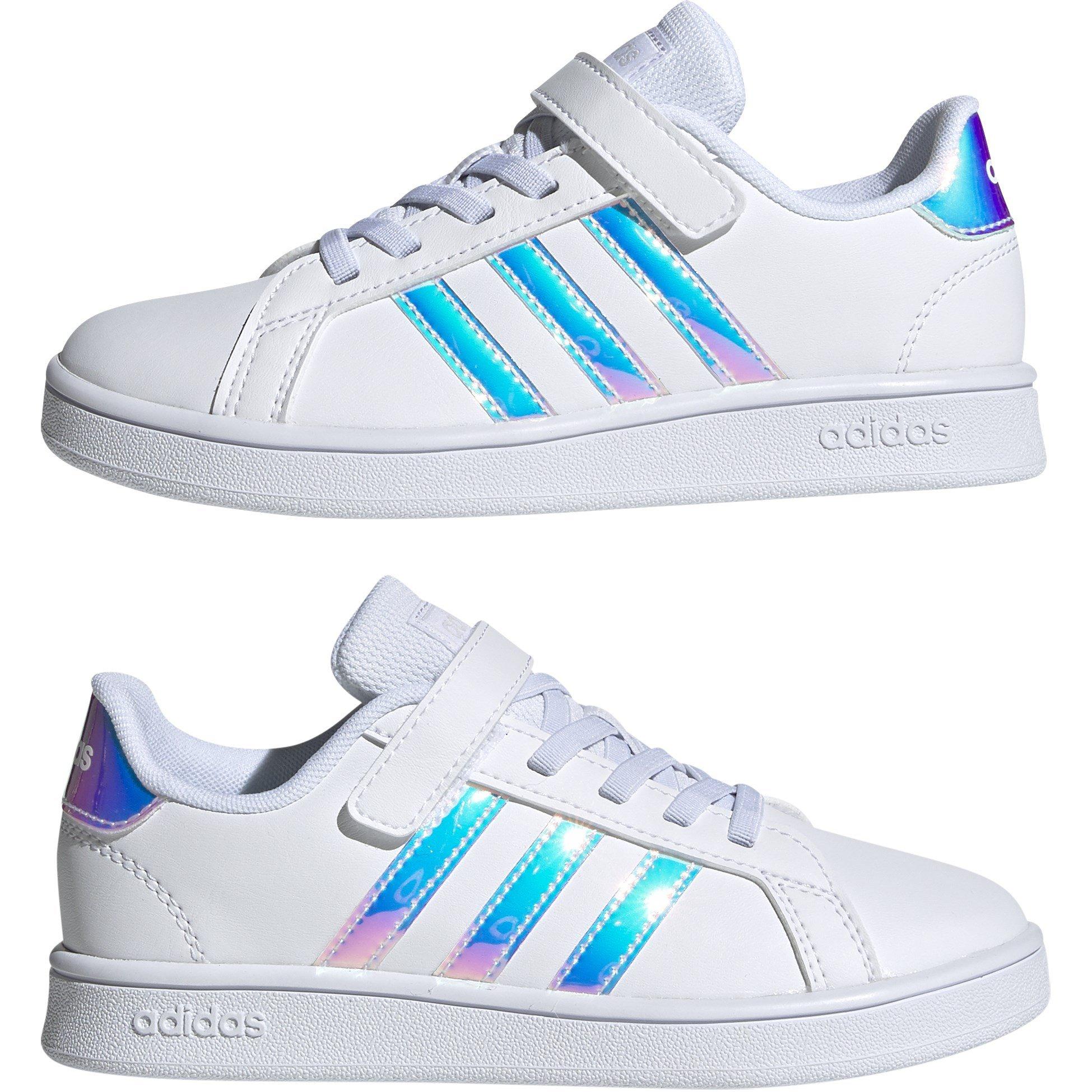 Wht/Iridescent - adidas - Grand Court Child Girls Trainers - 10