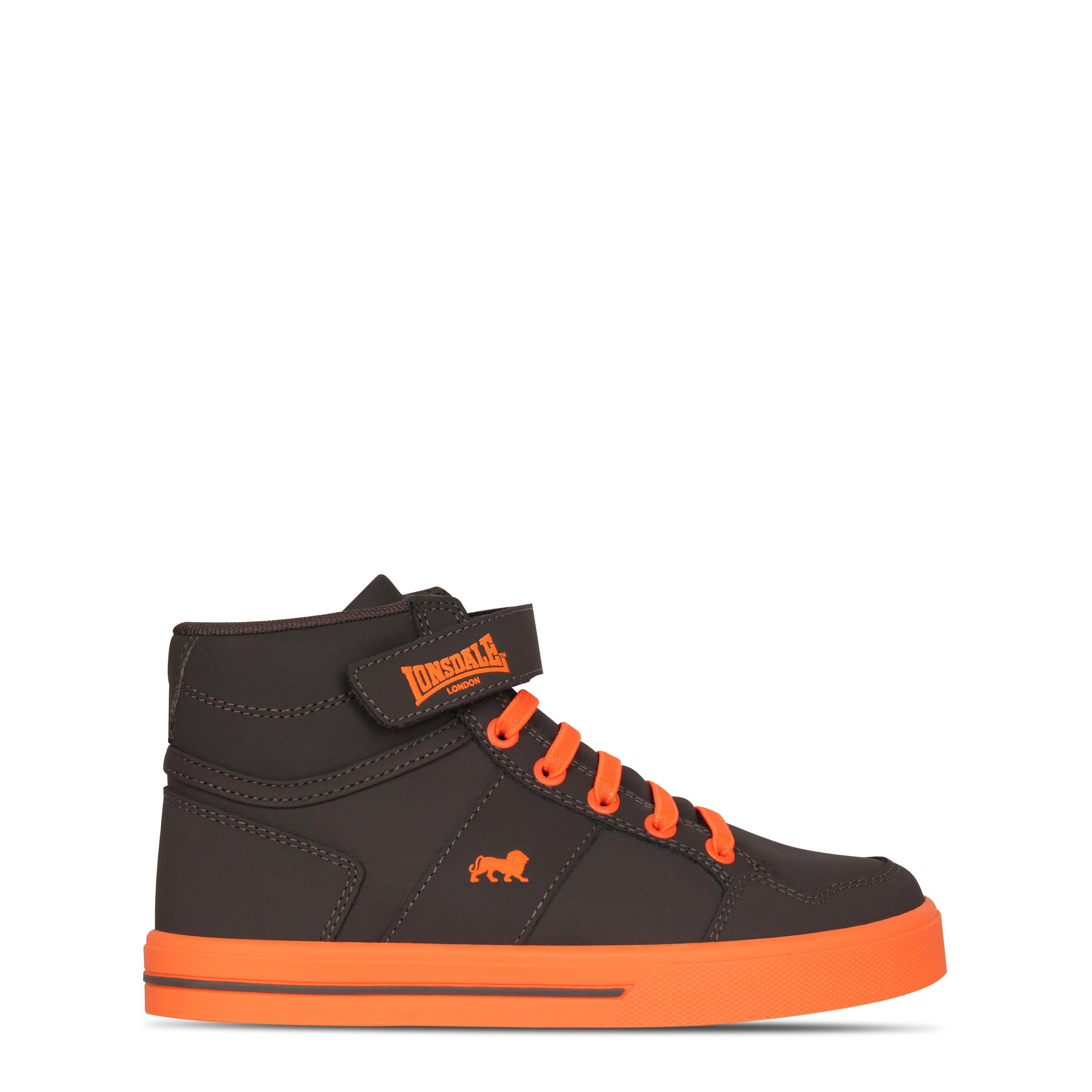Lonsdale Boys Canons Childrens Hi Top Trainers - Grey/Orange - 2 (34)