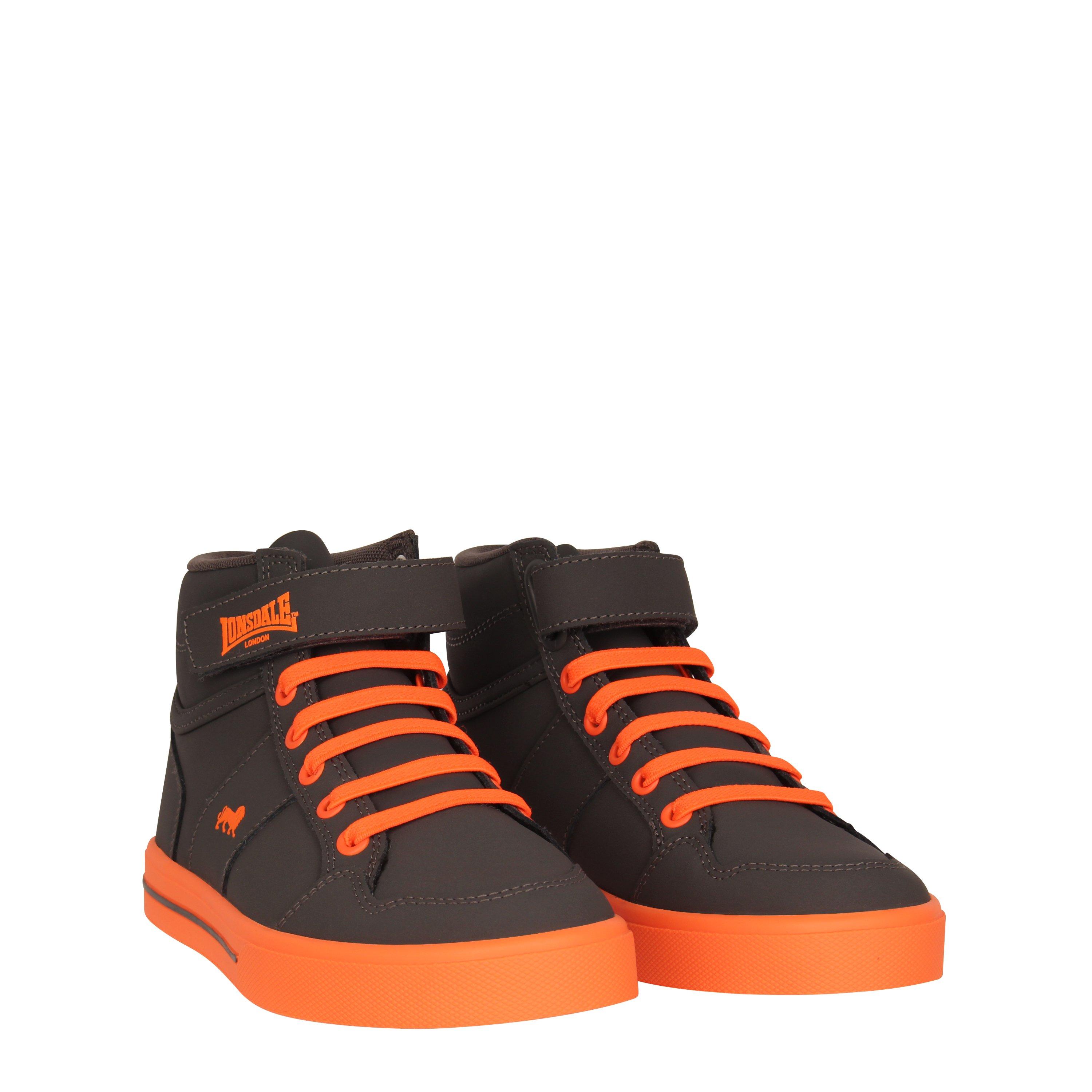 Grey/Orange - Lonsdale - Canons Childrens Hi Top Trainers - 3