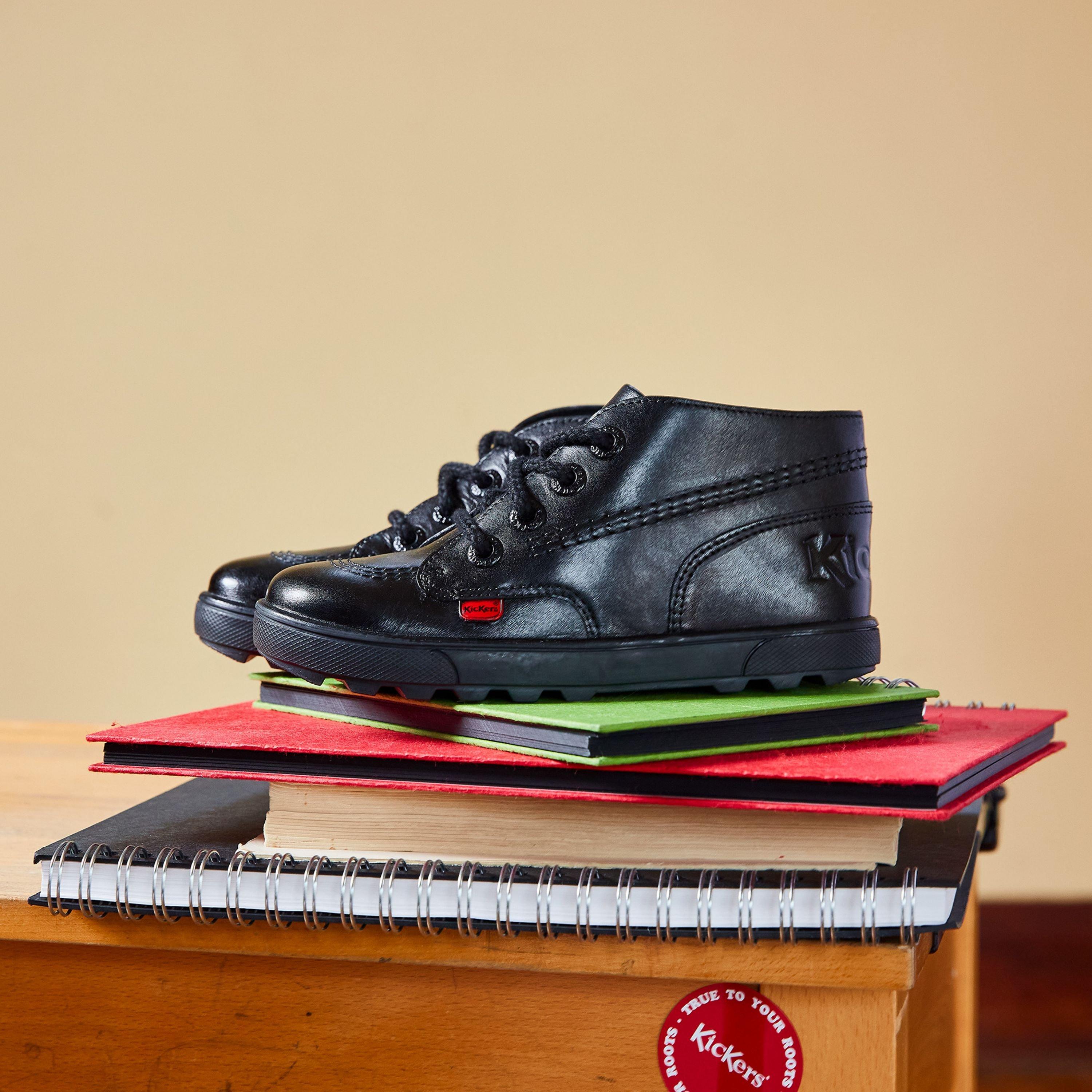 Black - Kickers - Disley Hi Childrens Shoes - 3