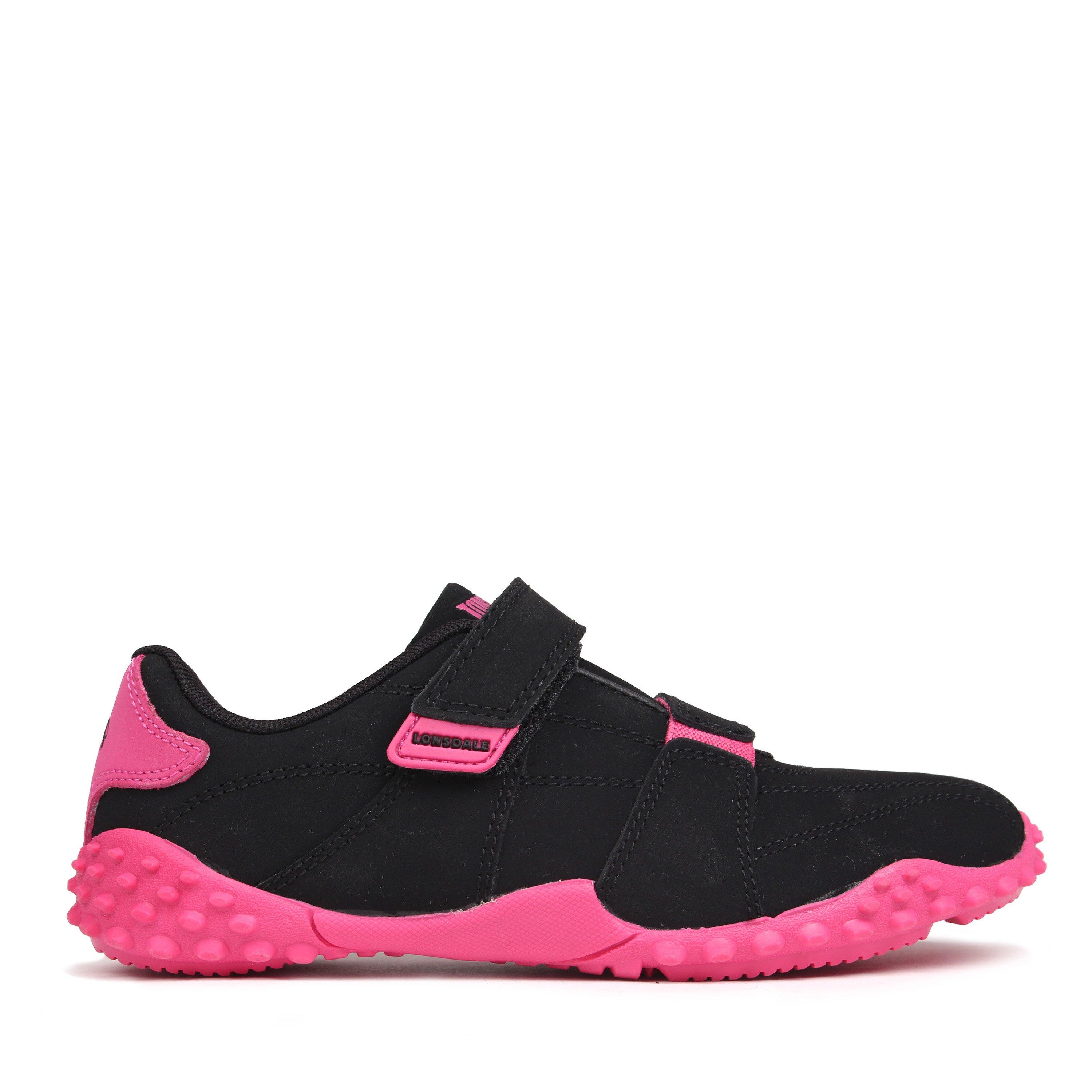 Lonsdale Boys Fulham Trainers Child - Black/Cerise - C13 (31.5)