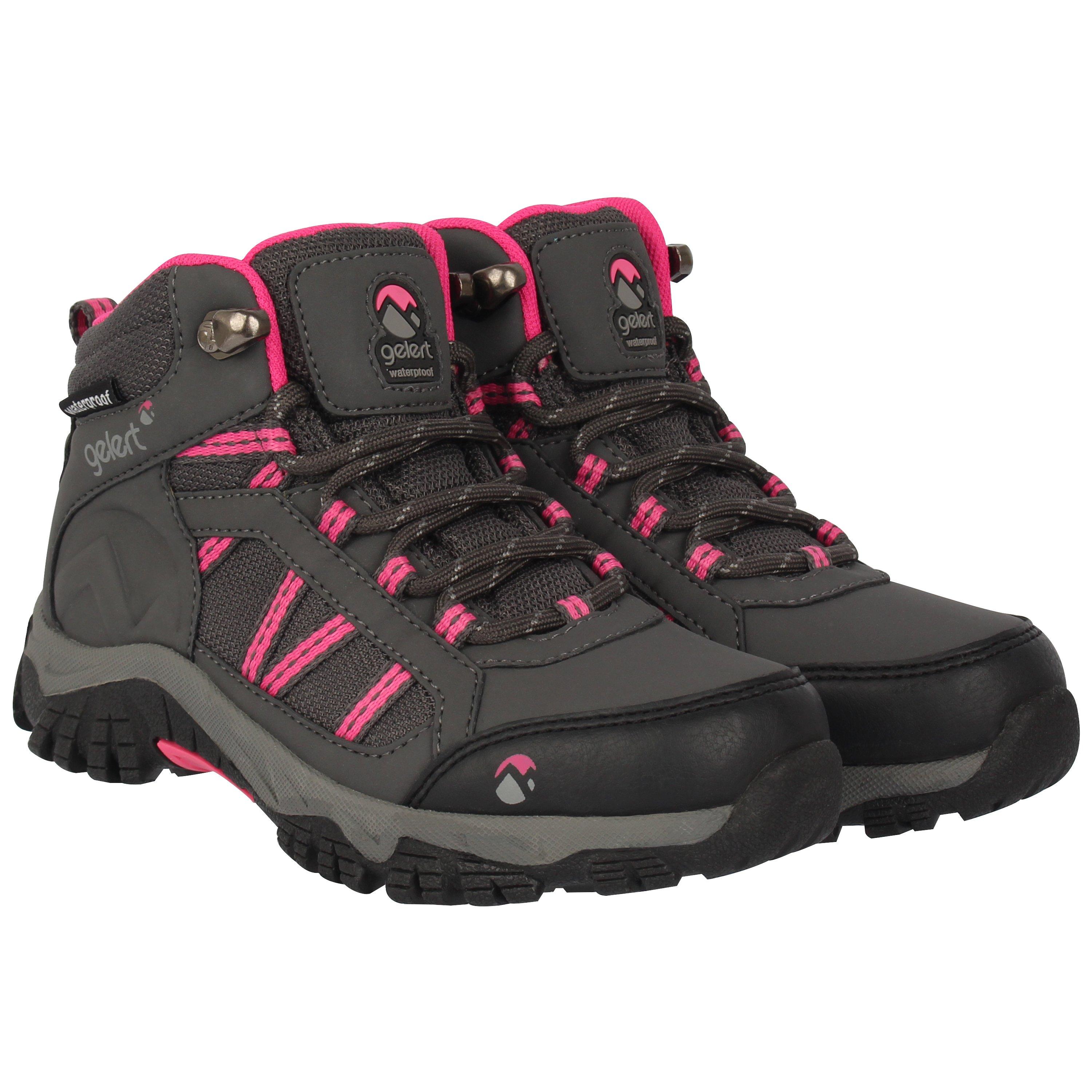 Charcoal/Pink - Gelert - Gelert Horizon Waterproof Childrens Walking Boots - 5