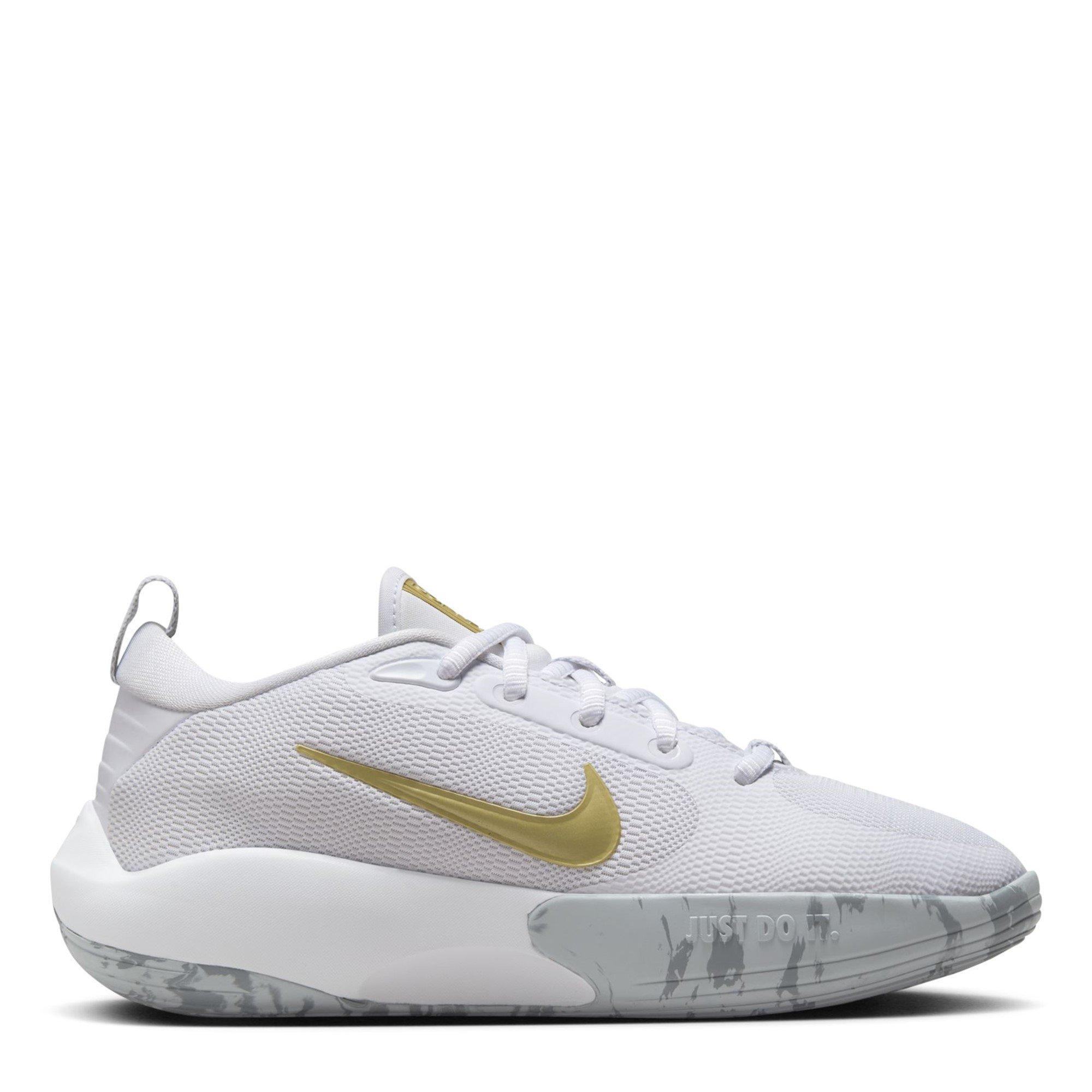 Wht/Gold-Grey - Nike - IsoFly Juniors Basketball Shoes - 1