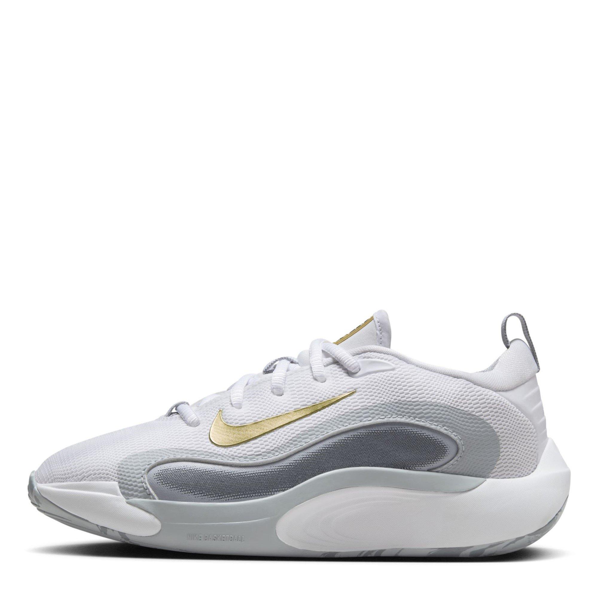 Wht/Gold-Grey - Nike - IsoFly Juniors Basketball Shoes - 2