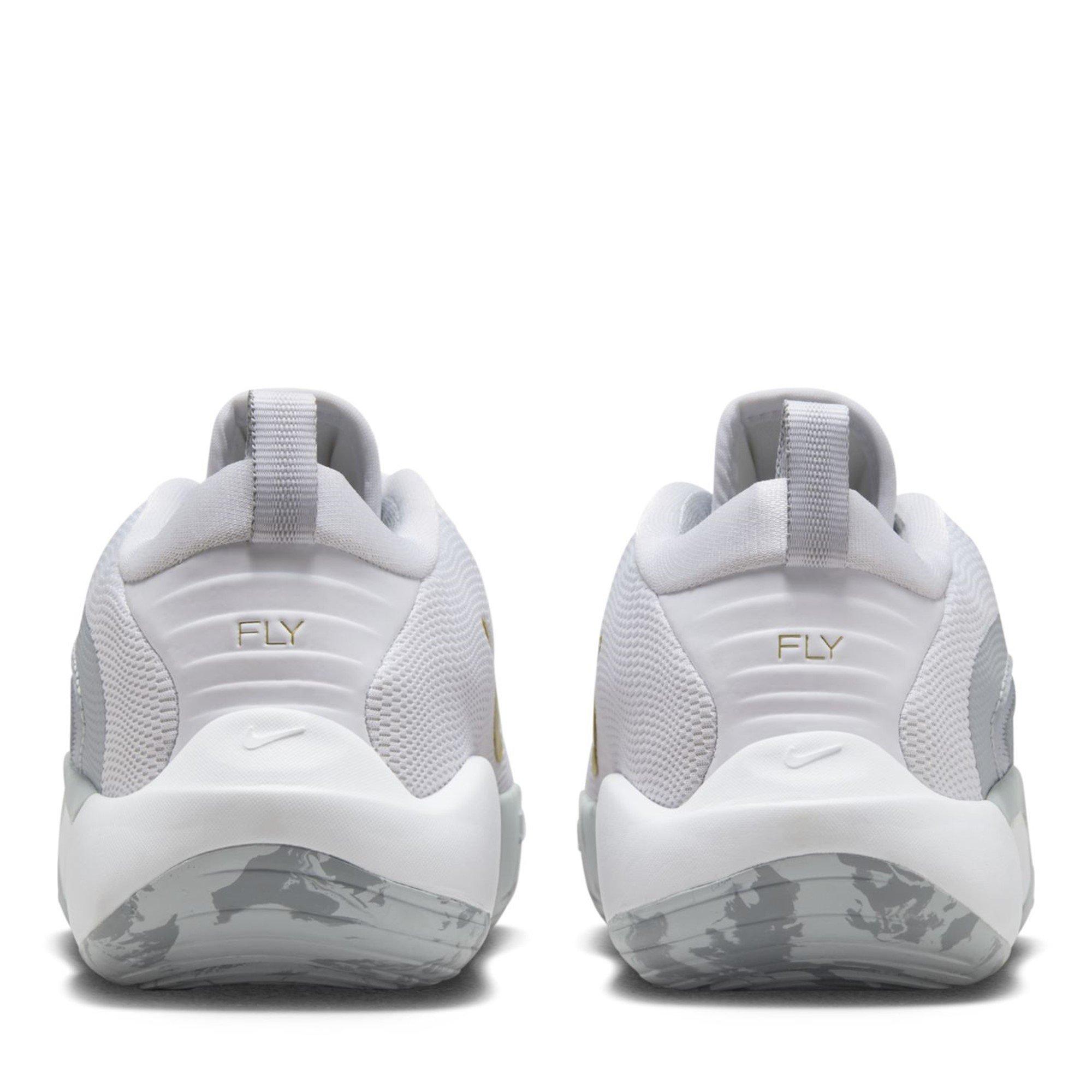 Wht/Gold-Grey - Nike - IsoFly Juniors Basketball Shoes - 6