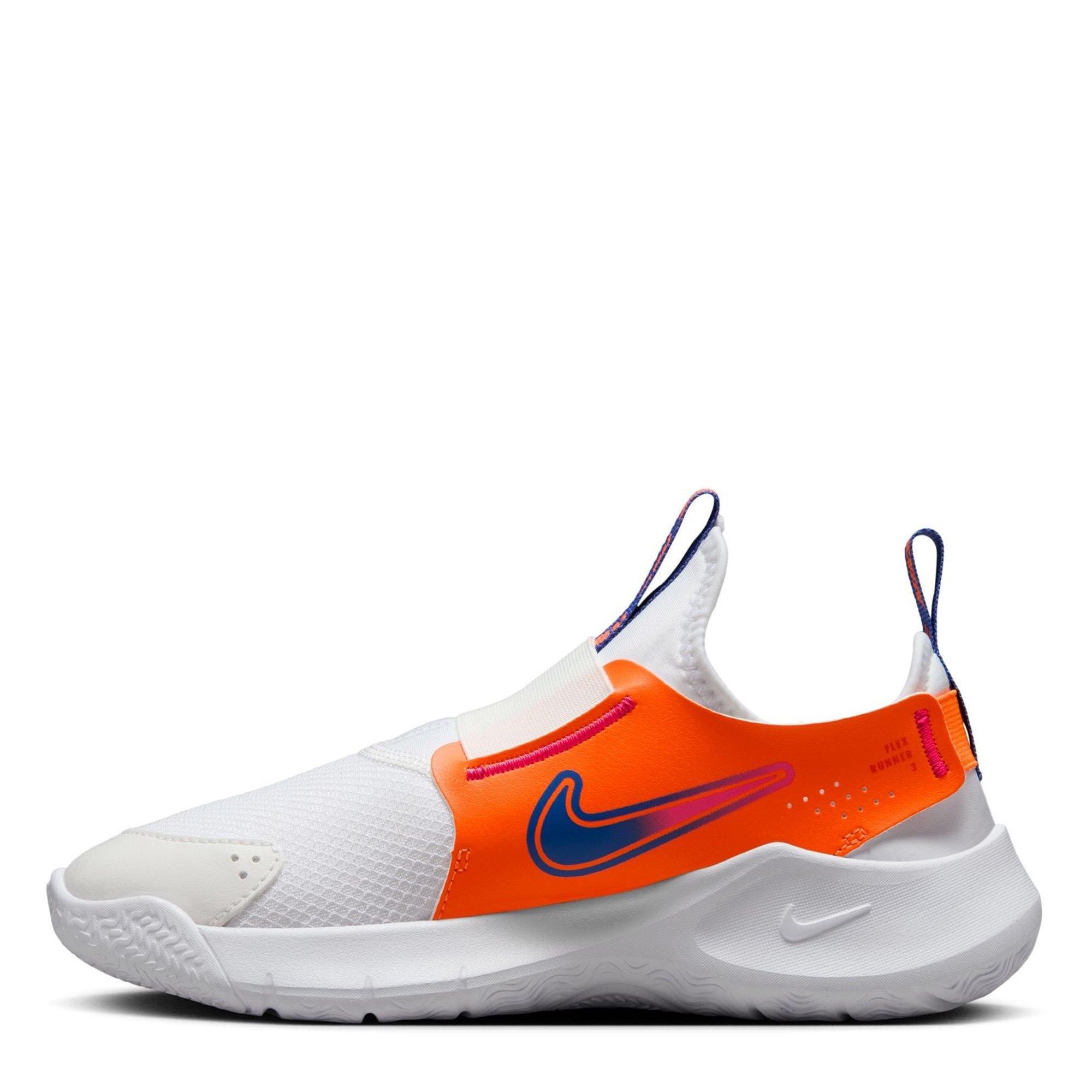 White/Orange - Nike - Flex Runner 3 Big Kids Road Running Shoes - 2