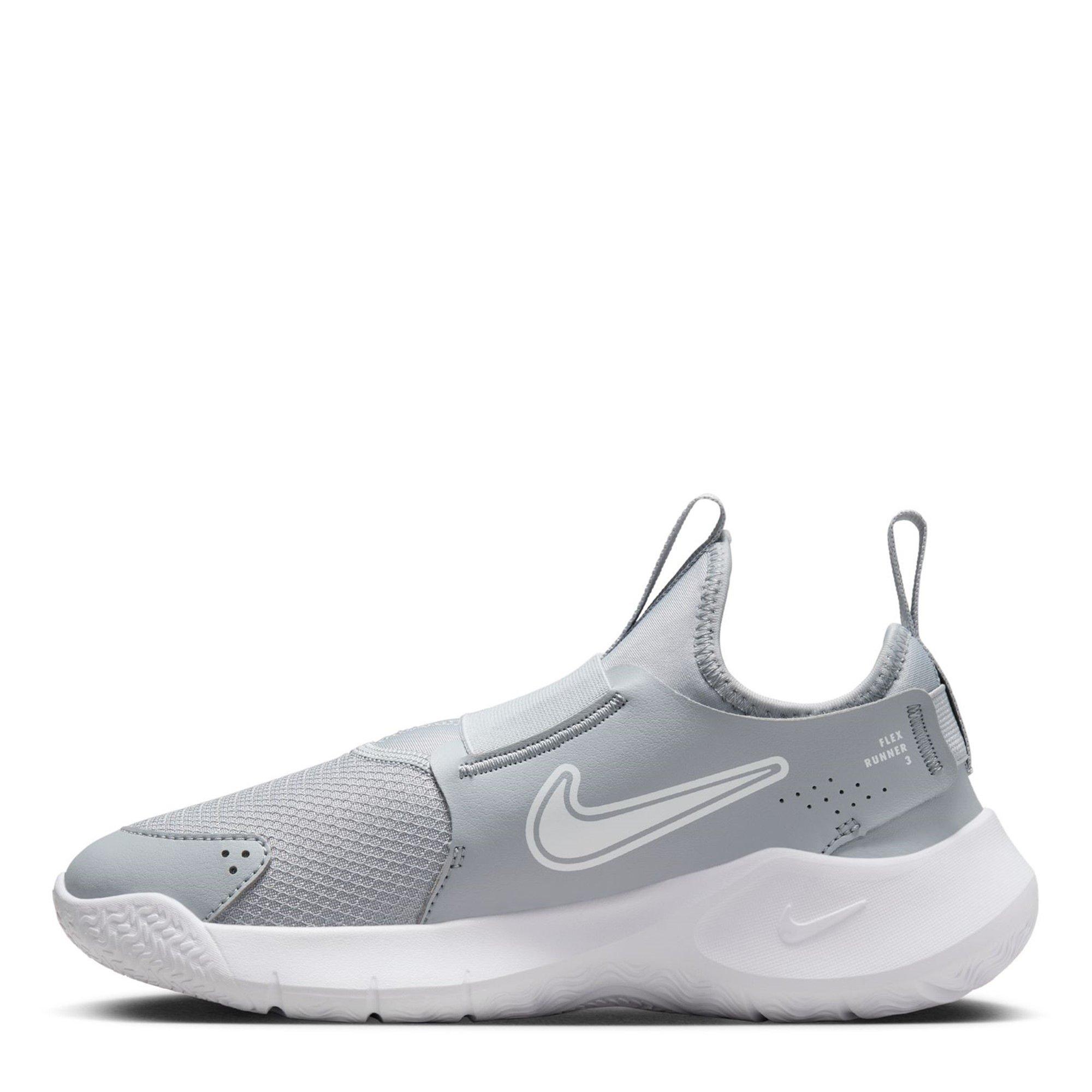 Grey/White - Nike - Flex Runner 3 Big Kids Road Running Shoes - 2