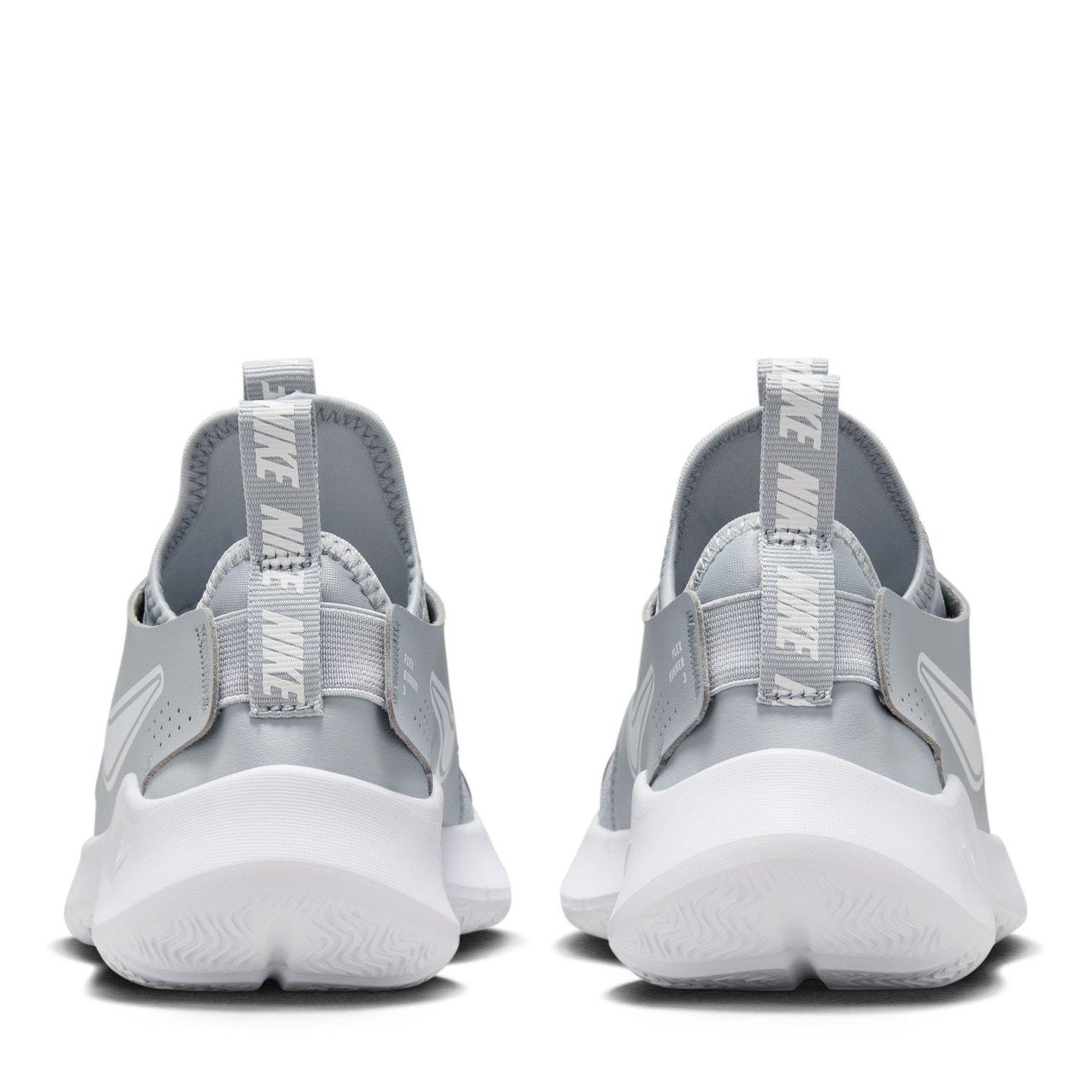 Grey/White - Nike - Flex Runner 3 Big Kids Road Running Shoes - 4