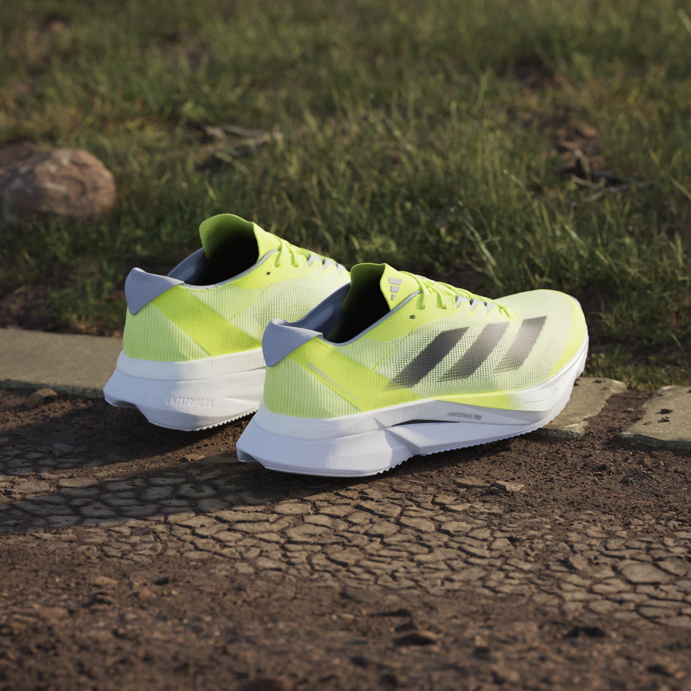 Lemon/Blk/Slvr - adidas - Adizero Boston 12 Road Running Shoes Juniors - 13