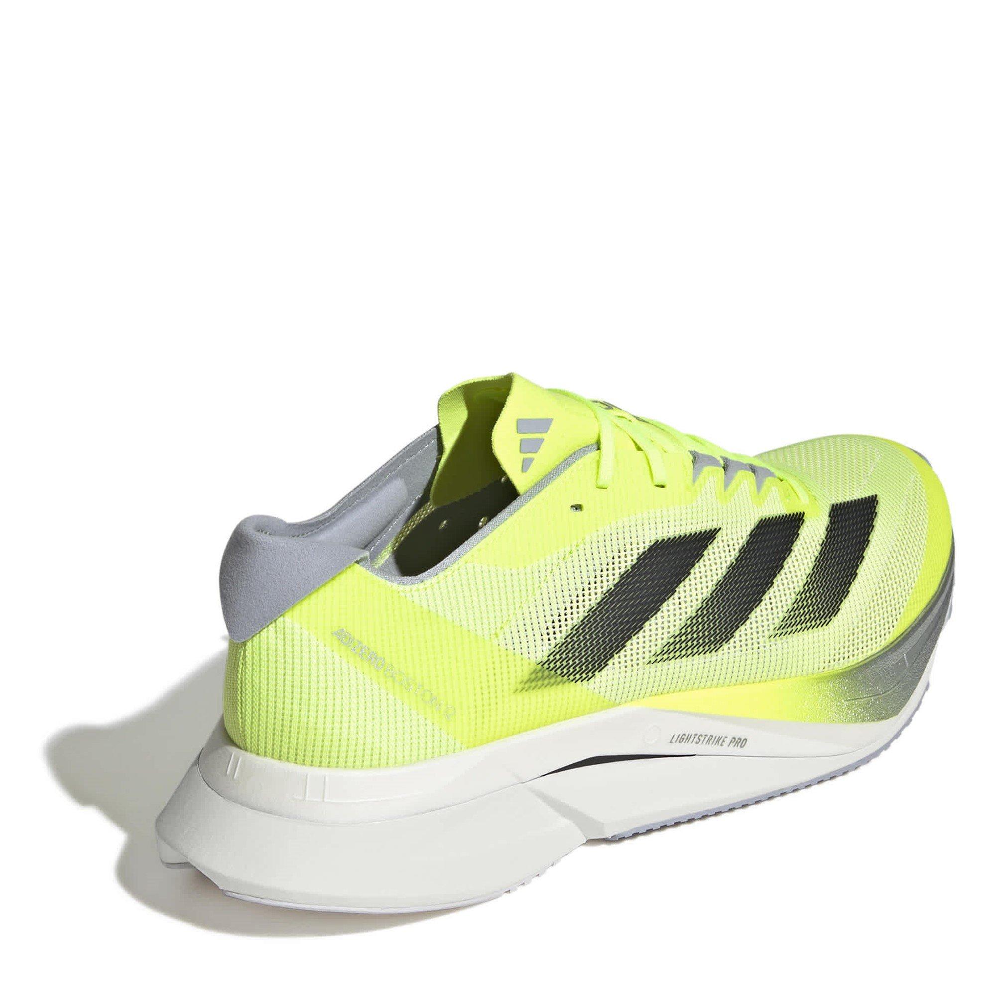 Lemon/Blk/Slvr - adidas - Adizero Boston 12 Road Running Shoes Juniors - 4
