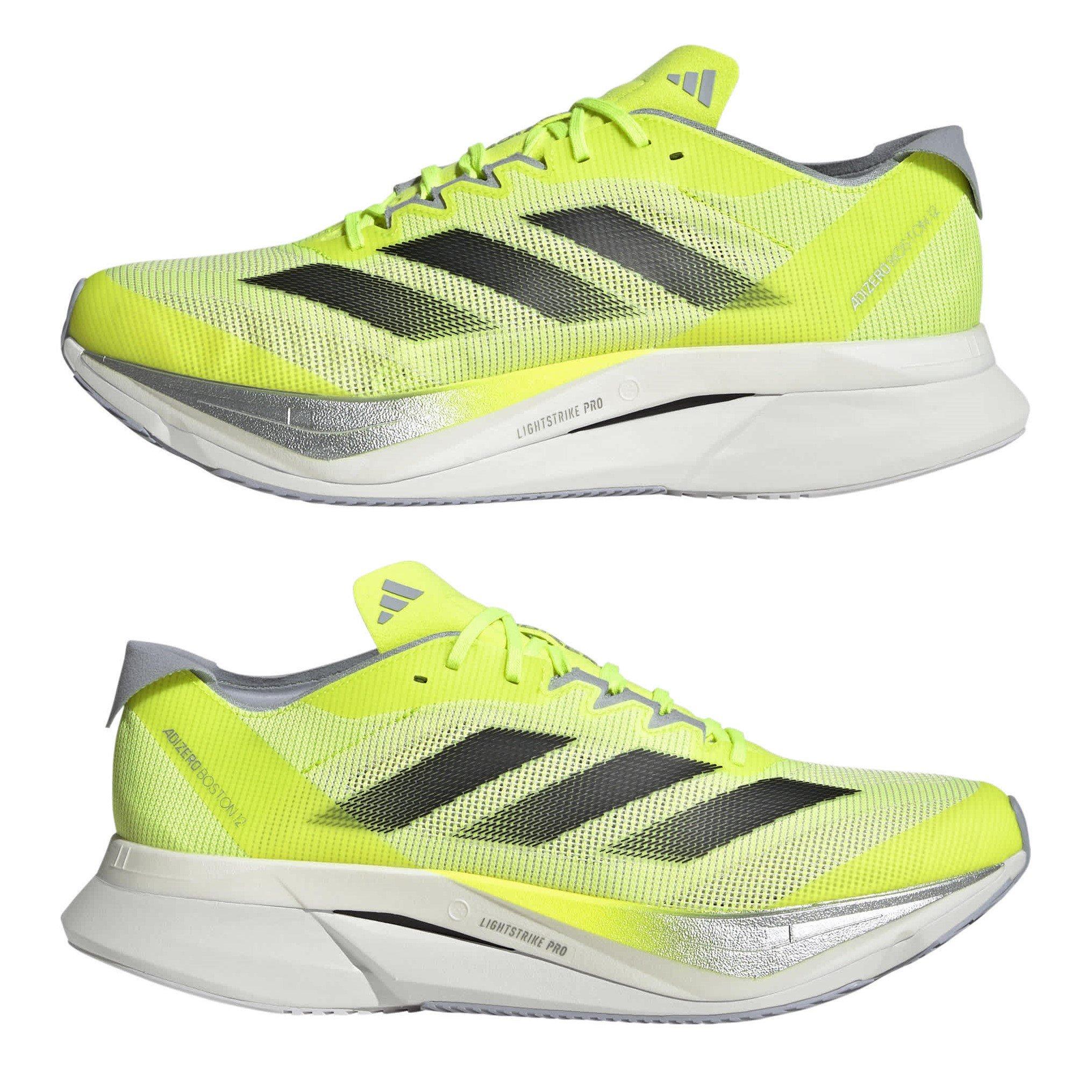 Lemon/Blk/Slvr - adidas - Adizero Boston 12 Road Running Shoes Juniors - 9
