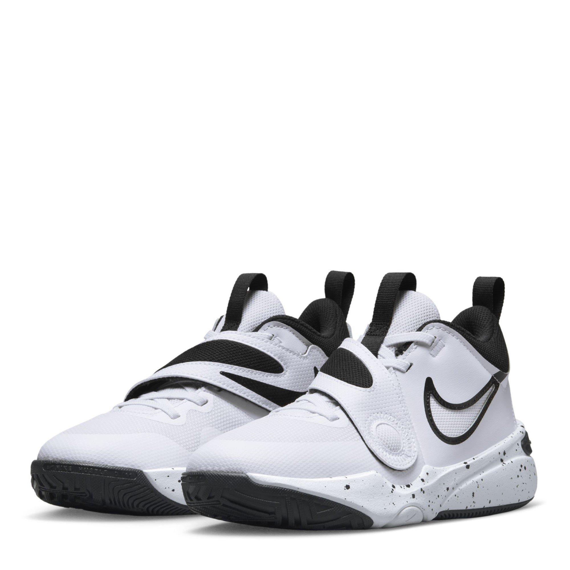 White/Black - Nike - Team Hustle D 11 Juniors Basketball Shoes - 4