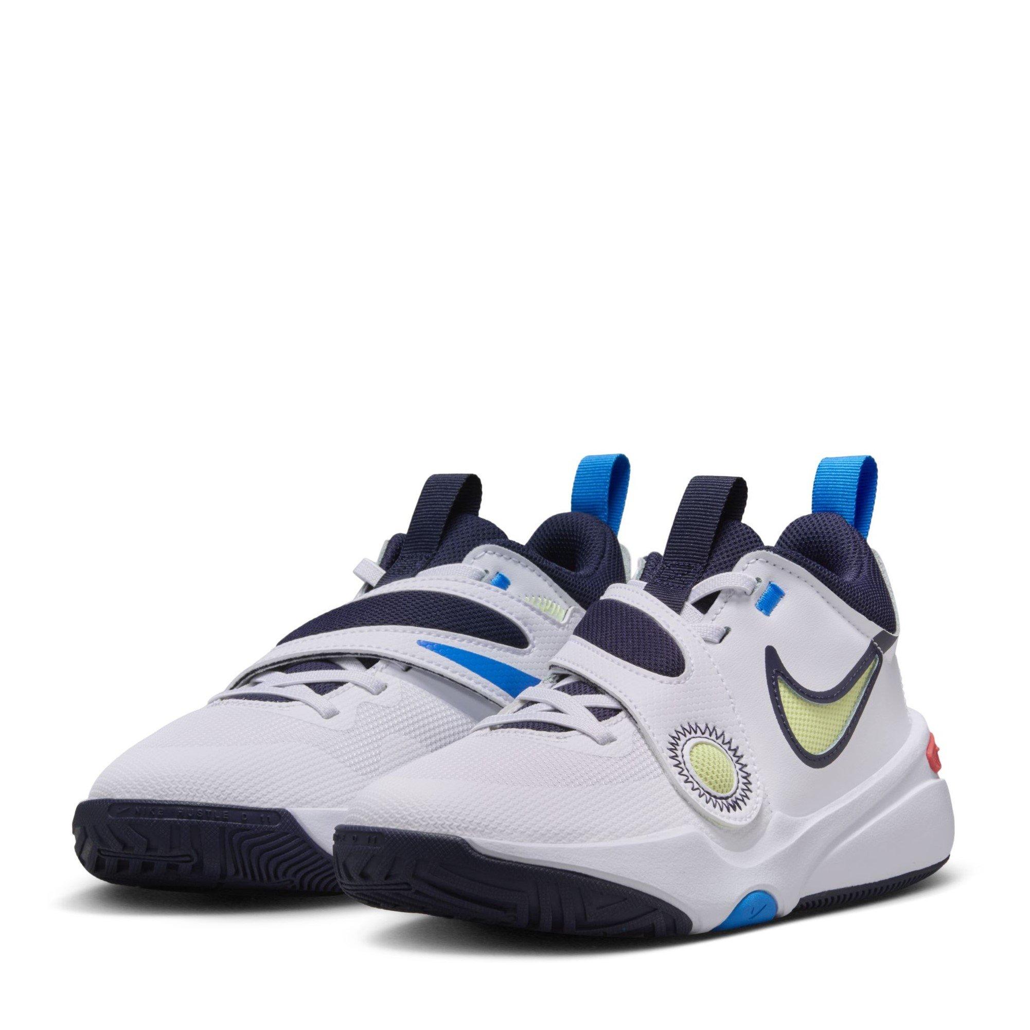 Wht/Lemon Twist - Nike - Nike Team Hustle D 11 Juniors Basketball Shoes - 4