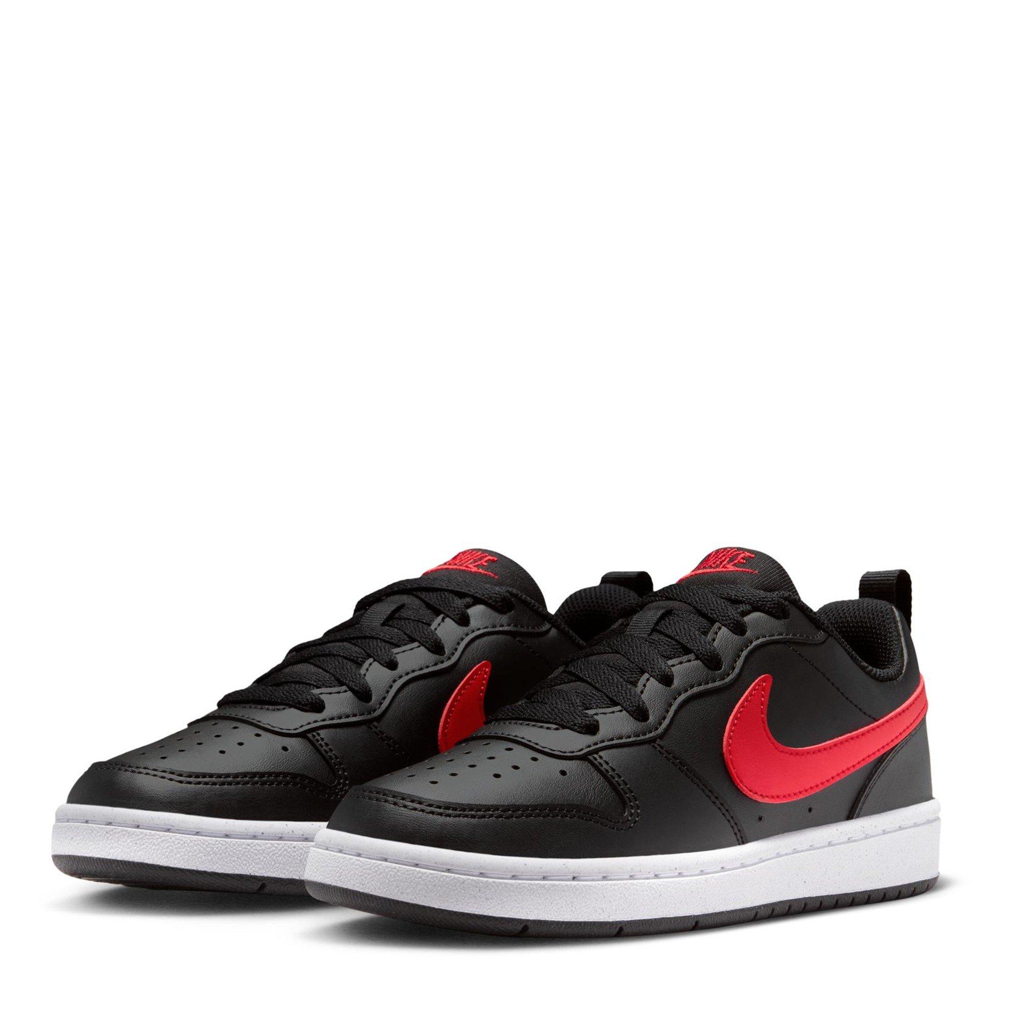 Black/Red-White - Nike - Court Borough Recraft Juniors Sneakers - 3