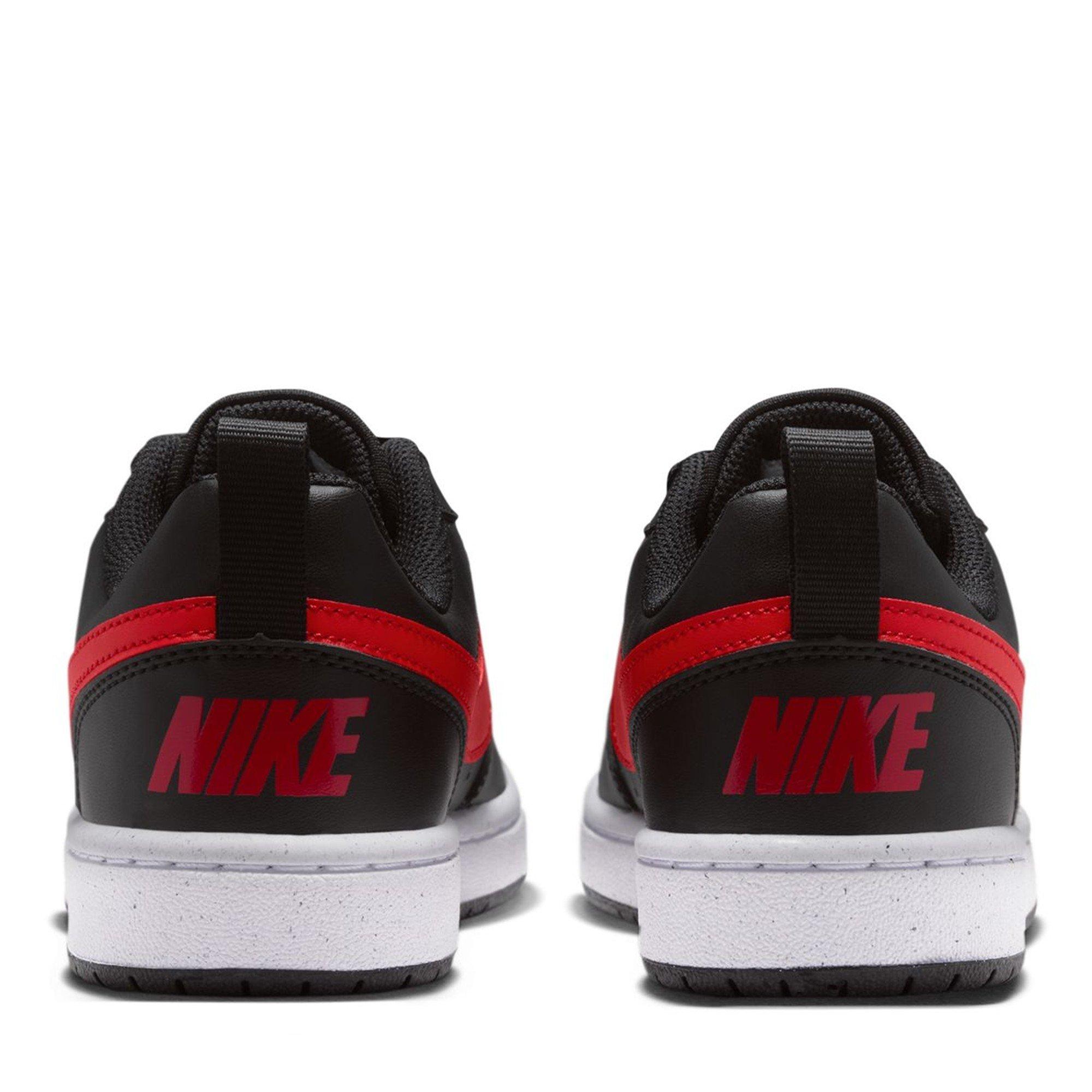 Black/Red-White - Nike - Court Borough Recraft Juniors Sneakers - 4