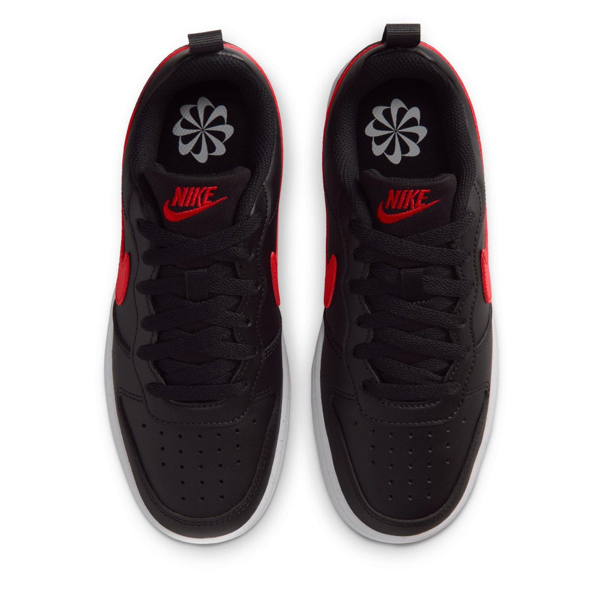 Black/Red-White - Nike - Court Borough Recraft Juniors Sneakers - 5