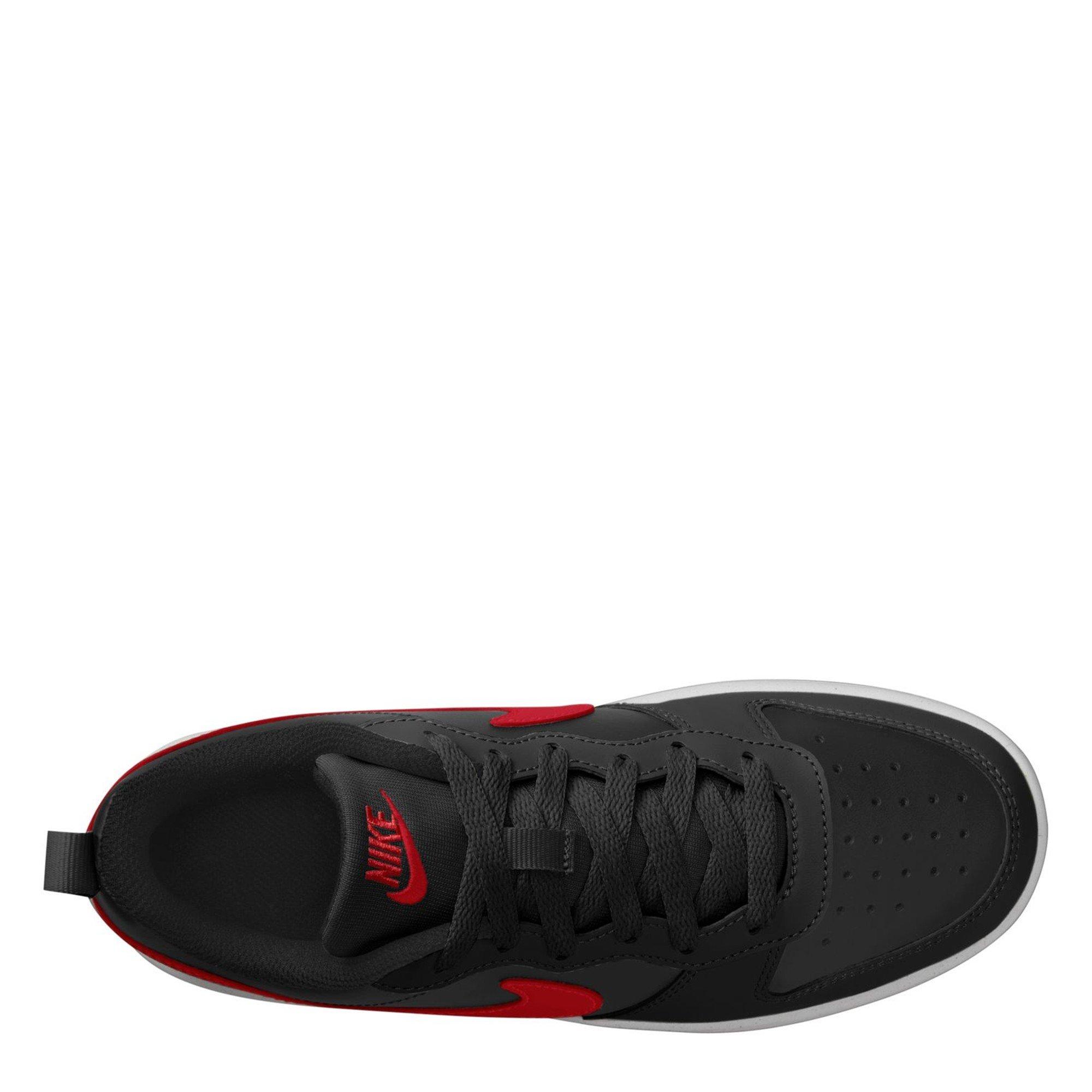 Black/Red-White - Nike - Court Borough Recraft Juniors Sneakers - 9
