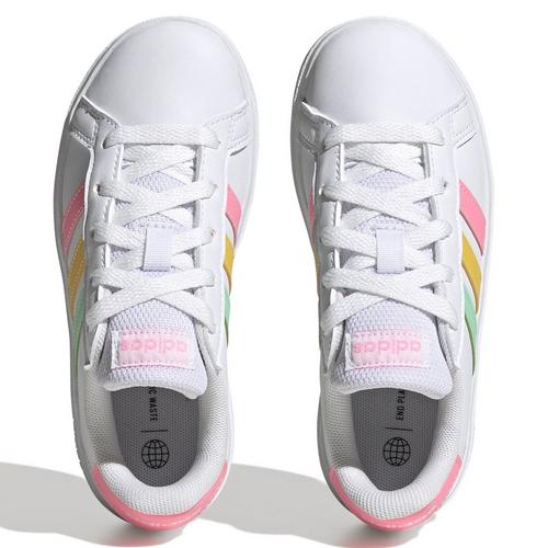 Wht/Mint/Pink - adidas - Grand Court Lifestyle Tennis Junior Girls Shoes - 3