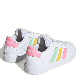 Wht/Mint/Pink - adidas - Grand Court Lifestyle Tennis Junior Girls Shoes - 6