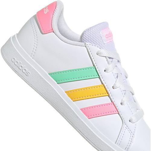 Wht/Mint/Pink - adidas - Grand Court Lifestyle Tennis Junior Girls Shoes - 7