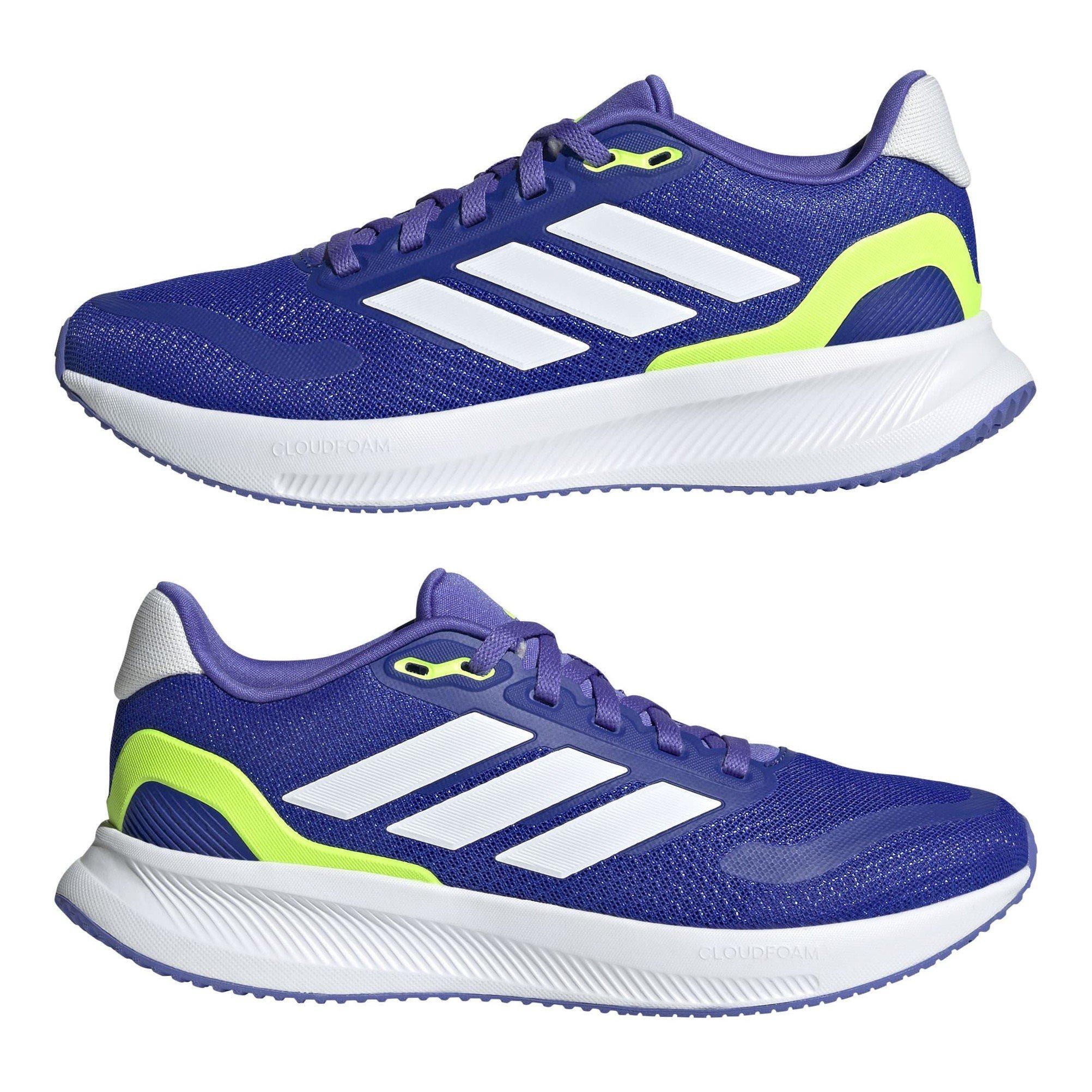 Blue/Wht/Lemon - adidas - Runfalcon 5 Juniors Running Shoes - 9