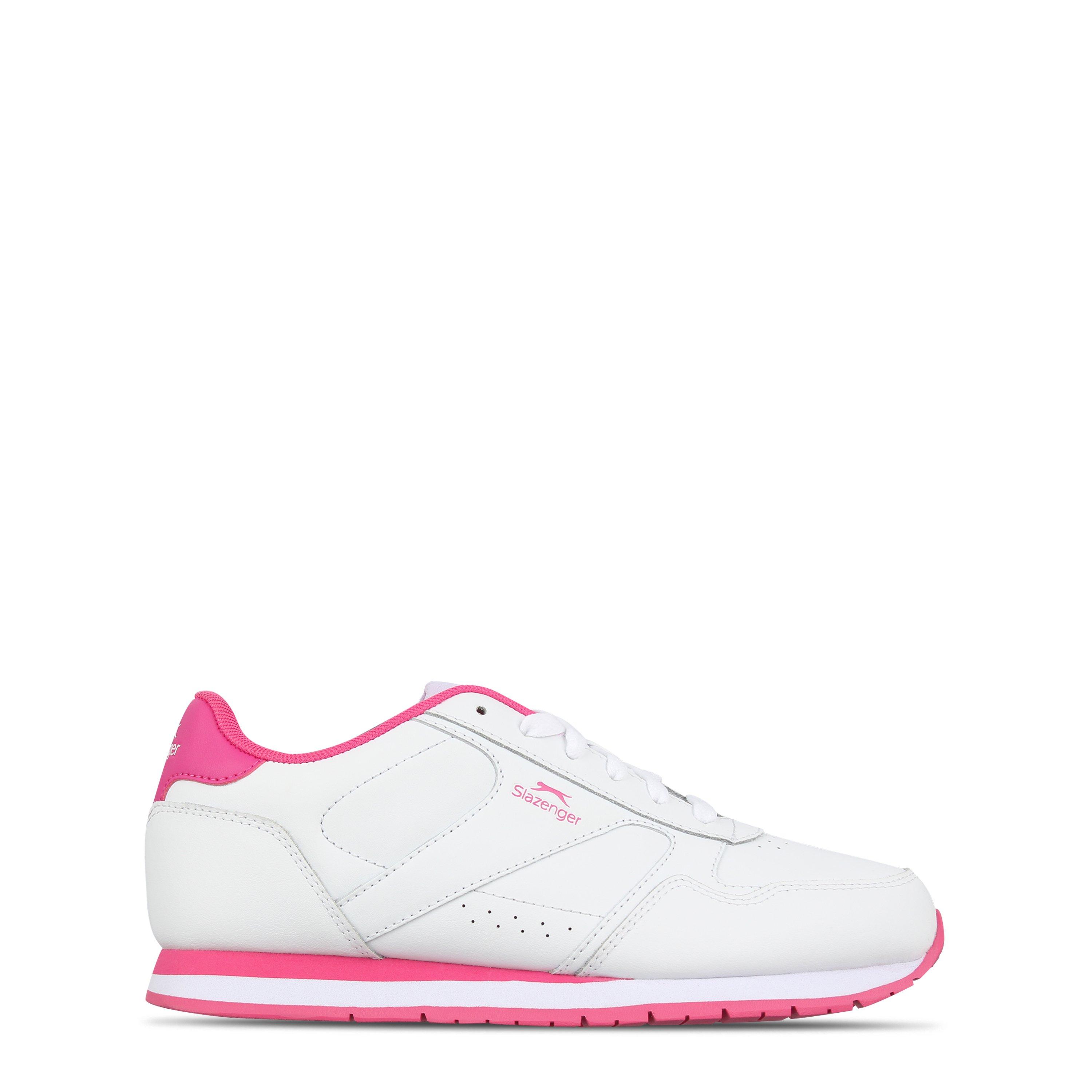Slazenger Boys Classic Trainers Juniors - White/Cerise - 6 (39)