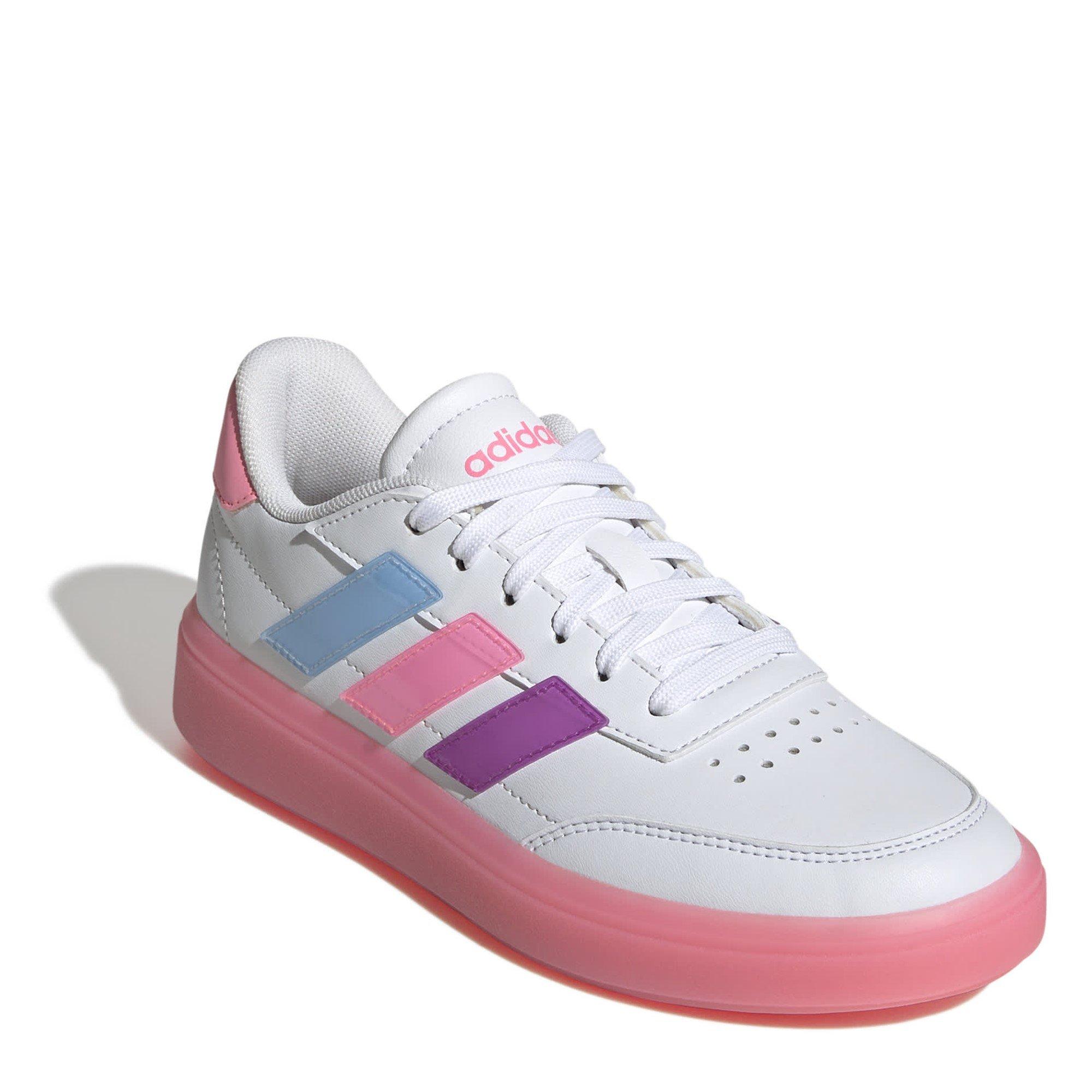 White/Pink/Sky - adidas - CourtBlock Kids Shoes - 3