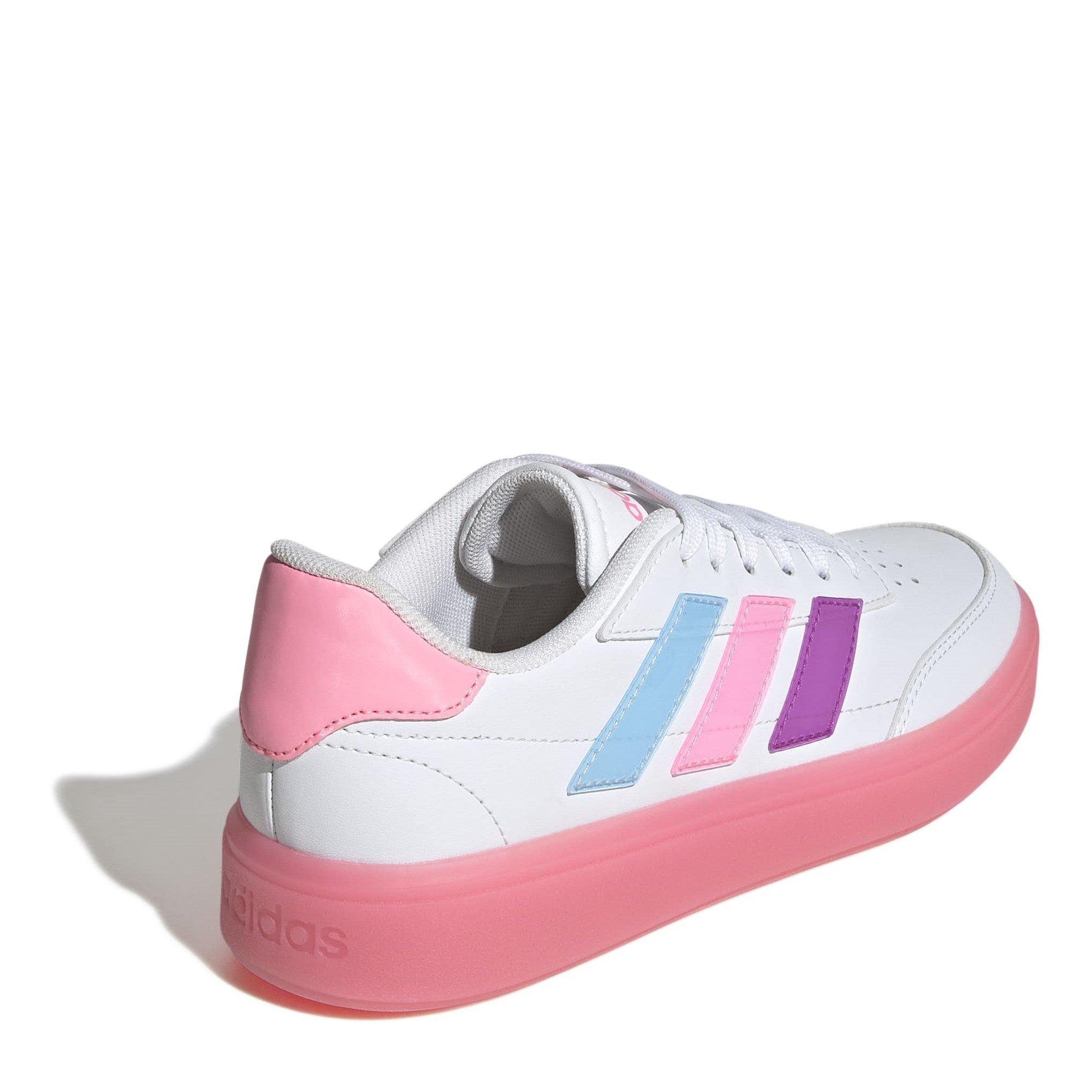 White/Pink/Sky - adidas - CourtBlock Kids Shoes - 4