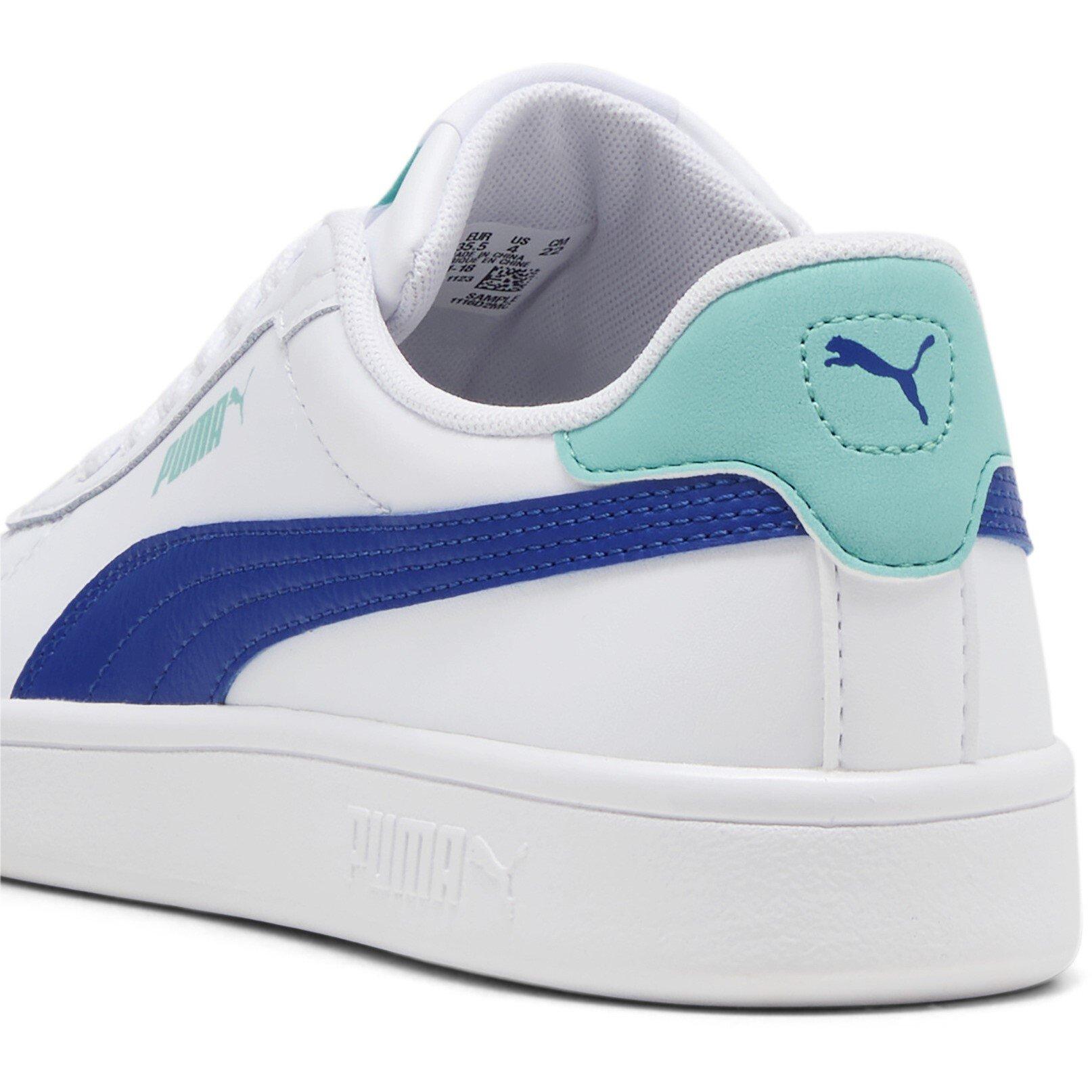 Wht-Vivid-Blue - Puma - Smash 3.0 L Junior Shoes - 5