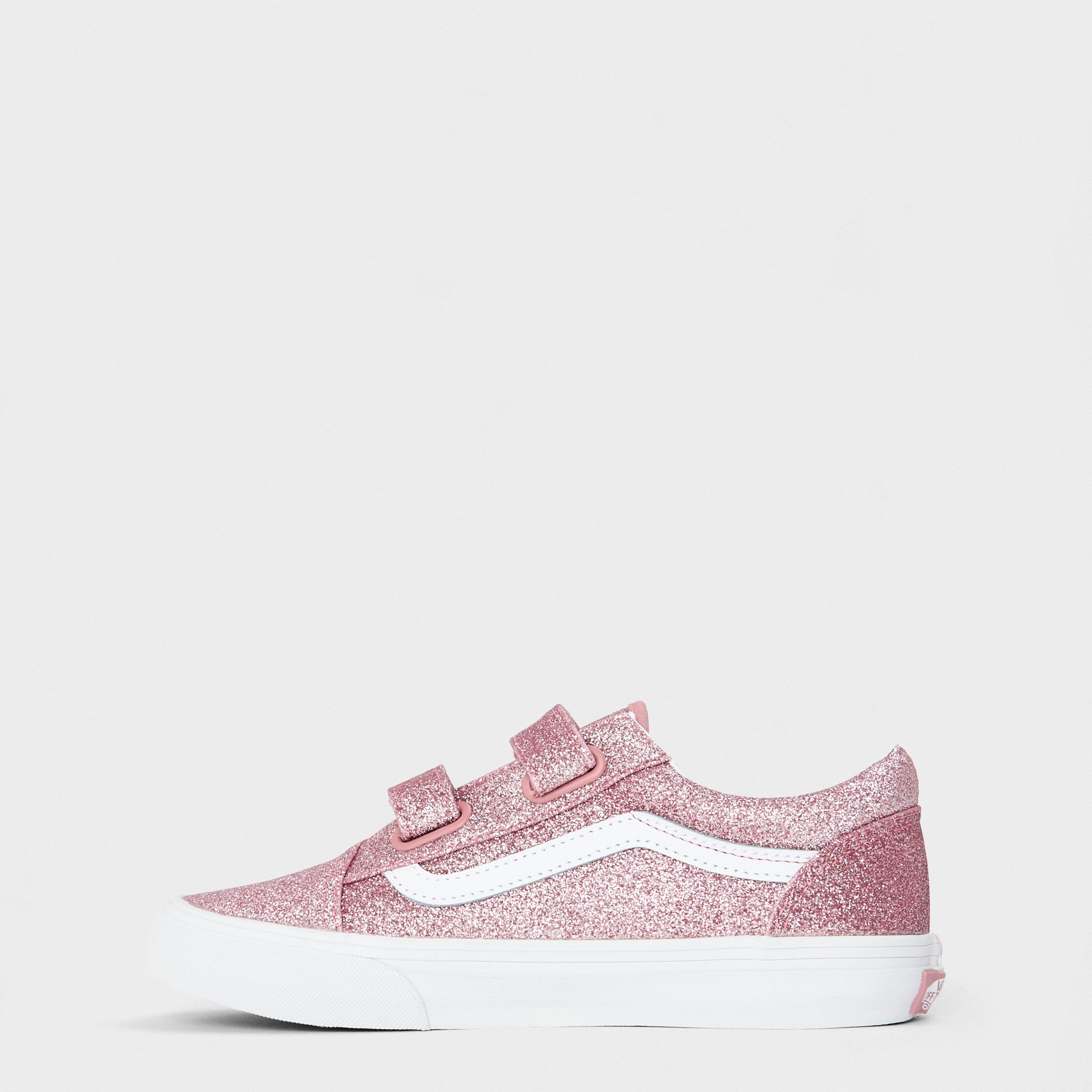 Rose Gold - Vans - Unisex Kids' Old Skool V Glitter Rose Gold Canvas Trainers - 2